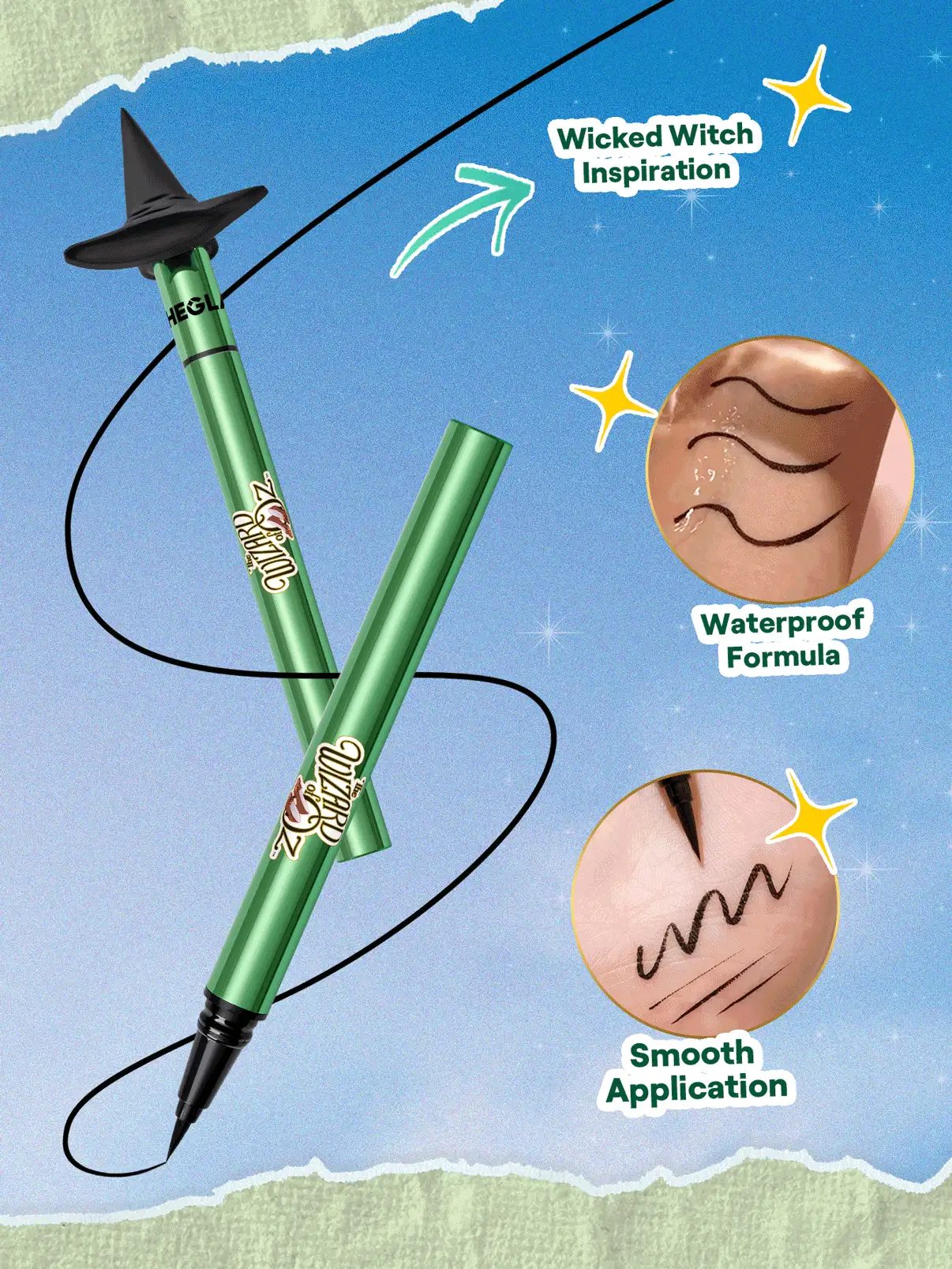 The Wizard of OZ™ | SHEGLAM Wicked Witch™ 眼線液 品牌 美容 化妝 化妝品 適合女性與女孩 完美搭配夏季春季 Y2K 時尚 流行 生日 母親節禮物 假期 派對準備就緒 最佳顏色 - 黑色 - 查看 3