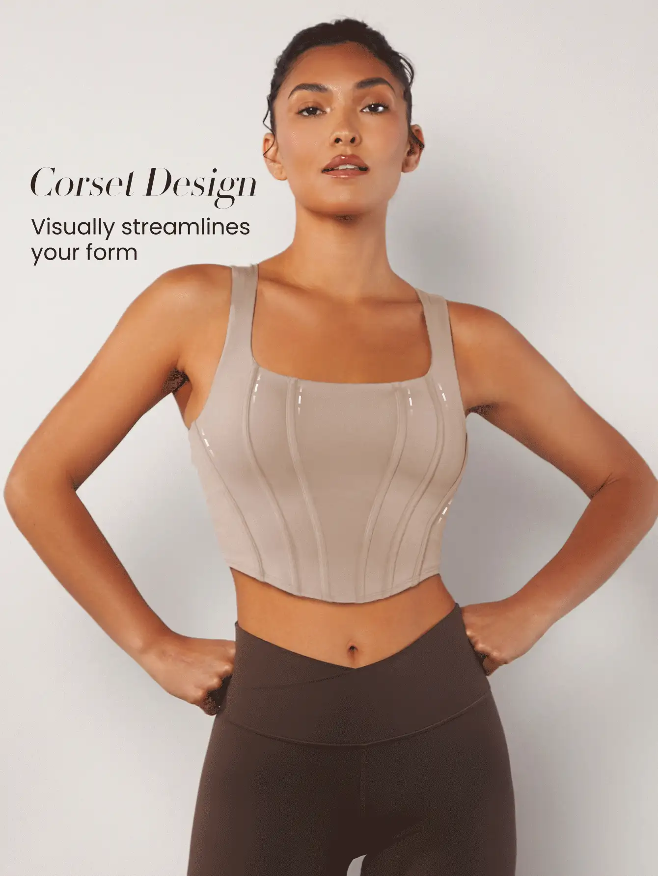 GLOWMODE FeatherFit™ Squareneck Corset Effect Backless Crop Tank Top Low Impact Yoga Daily
