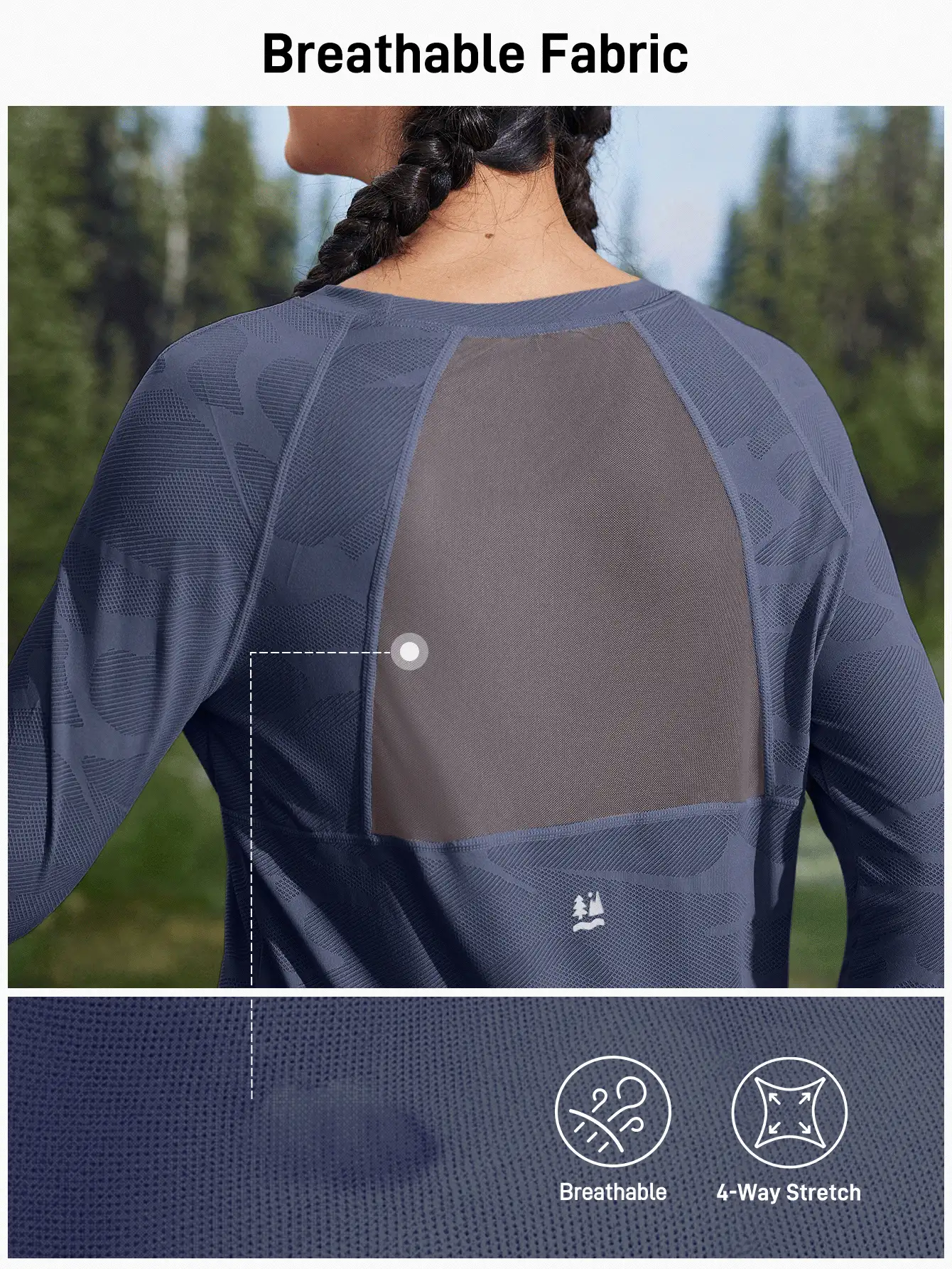 In My Nature 女士瑜伽普拉提运动健身跑步训练高弹力透气网眼拼接紫色无袖T恤户外徒步女装 - 藏蓝色 - 查看 3