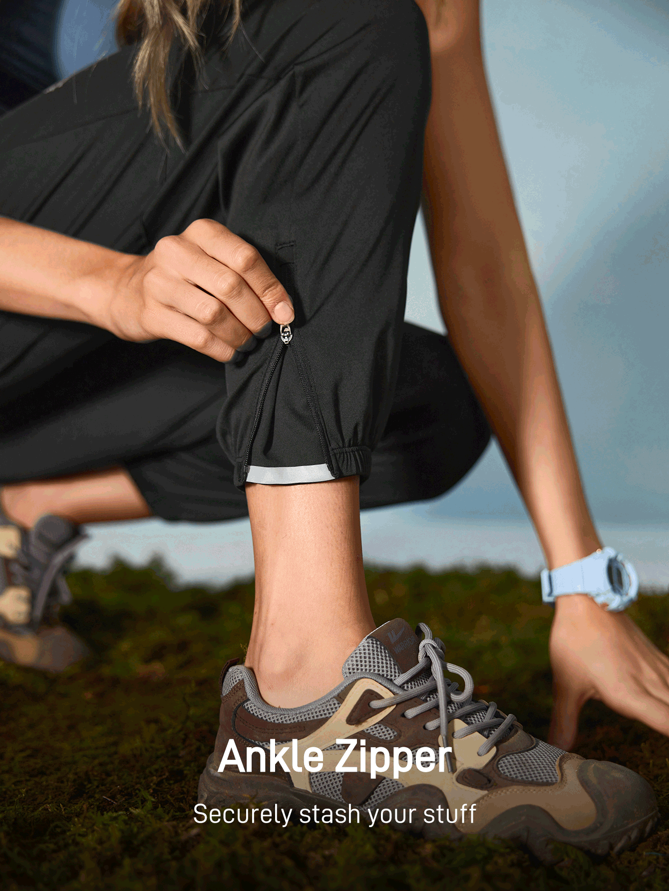 In My Nature 户外徒步运动城市通勤弹力透气反光女士户外运动裤 - 黑色 - 查看 2