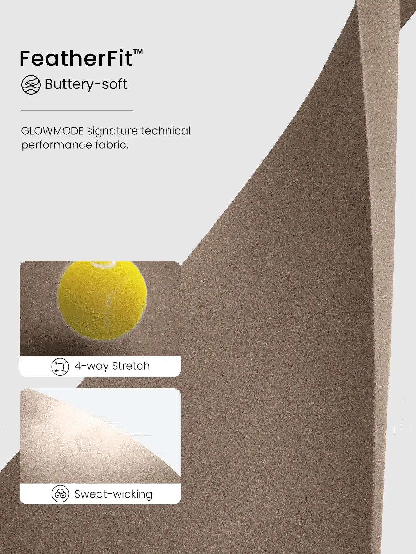 GLOWMODE FeatherFit™ Crossover Strap Sports Bra Gym Fall Winter - Khaki - View 5