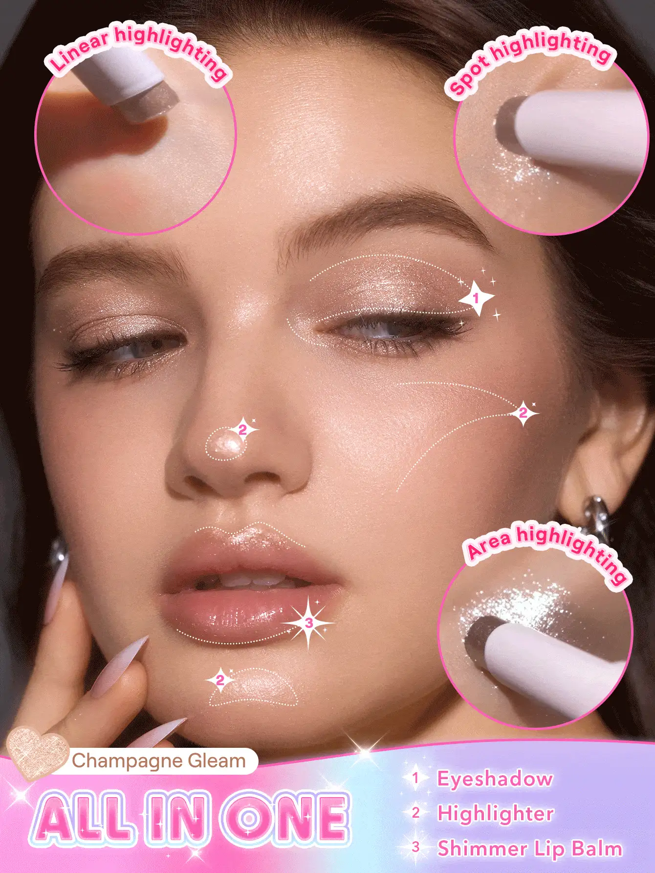 SHEGLAM Crystal Jelly Glaze Stick-Bronze Dust Graduation Birthday Holiday Summer Fall Autumn Y2K Fancy Fashion Women Makeup Cosmetic Party Beach Travel Camping Outdoors School Campus Trip Festivals Decor Gift Present Rose Girl Cosplay Best Color Charm Vibe