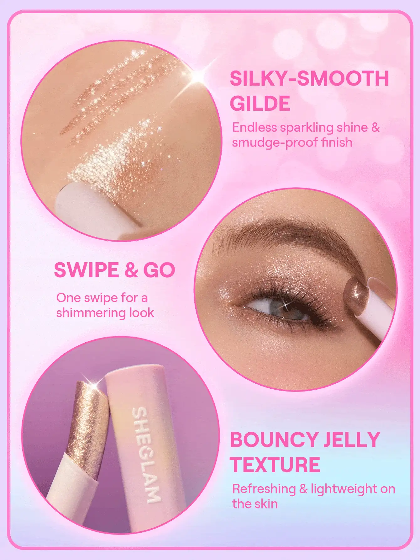 SHEGLAM Crystal Jelly Glaze Stick-Bronze Dust Graduation Birthday Holiday Summer Fall Autumn Y2K Fancy Fashion Women Makeup Cosmetic Party Beach Travel Camping Outdoors School Campus Trip Festivals Decor Gift Present Rose Girl Cosplay Best Color Charm Vibe