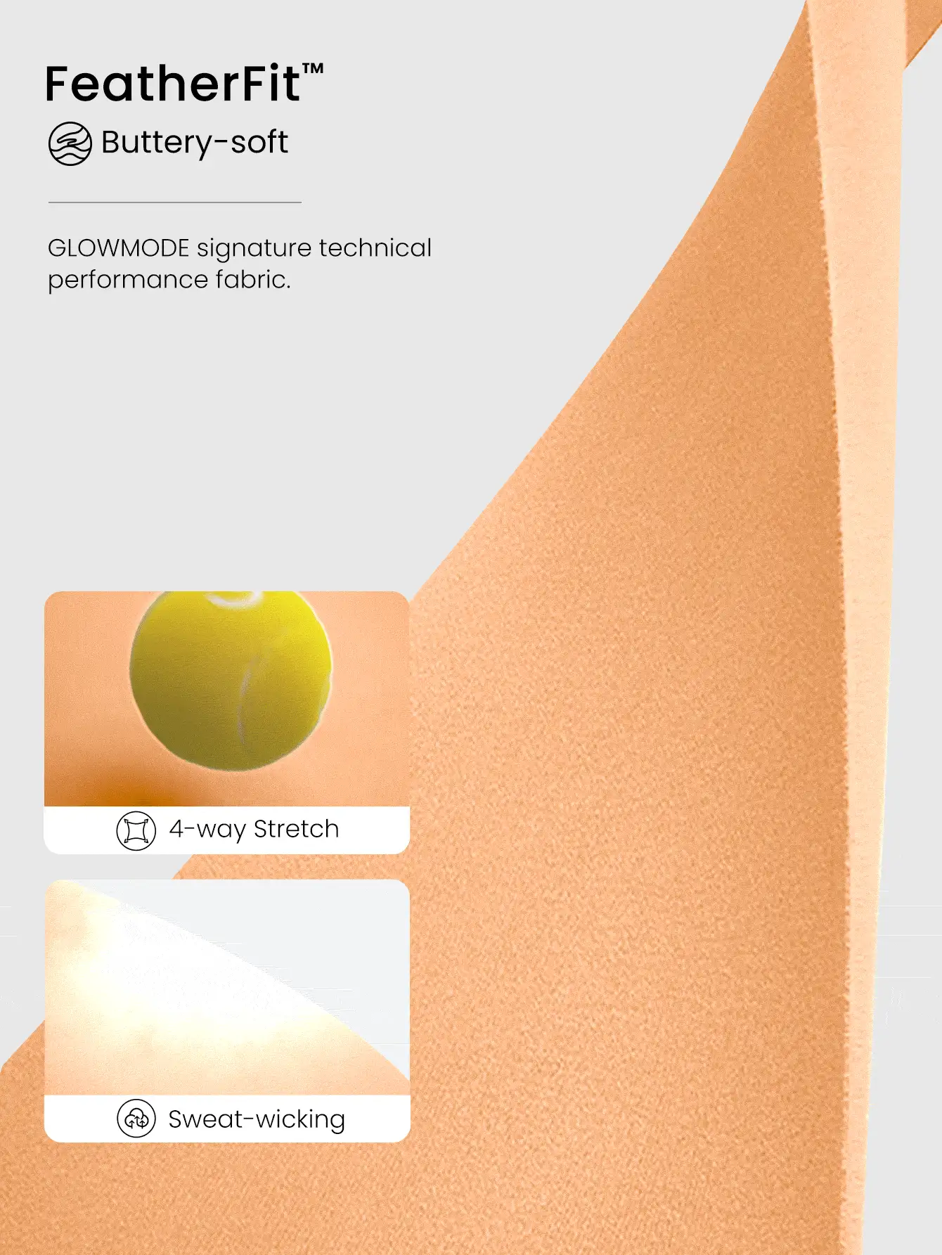 GLOWMODE FeatherFit™ 短款无限长袖背心耸肩上衣，带拇指孔，低冲击瑜伽日常夏季 - 橘色 - 查看 4