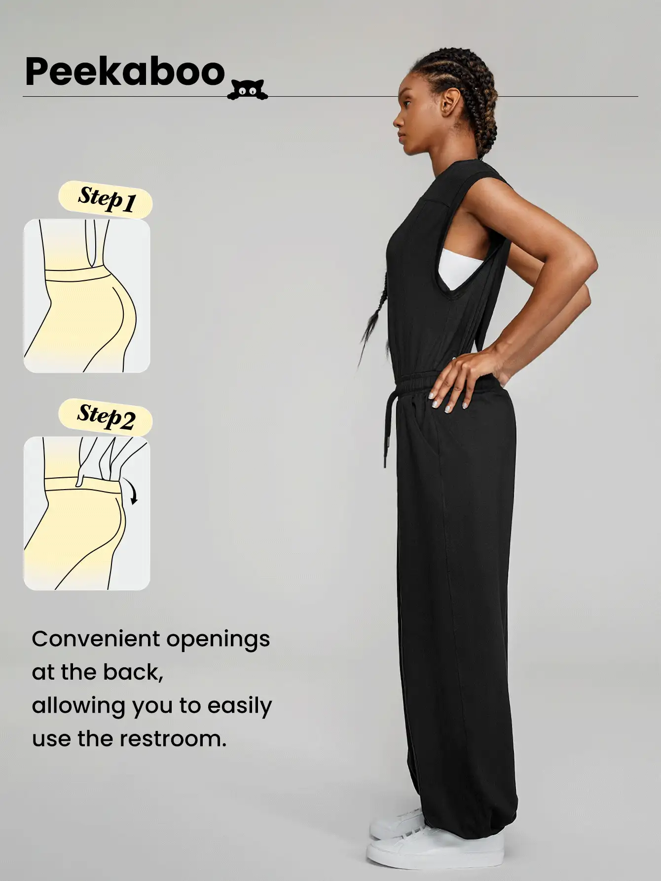 GLOWMODE Cloudknit Adjustable Pocket Peekaboo Jumpsuit Light Support Low Impact Daily Casual Black Jumpsuit  Jumpsuit Maternity Jumpsuit Elegant Jumpsuit Jumpsuits For Woman - Black - View 3