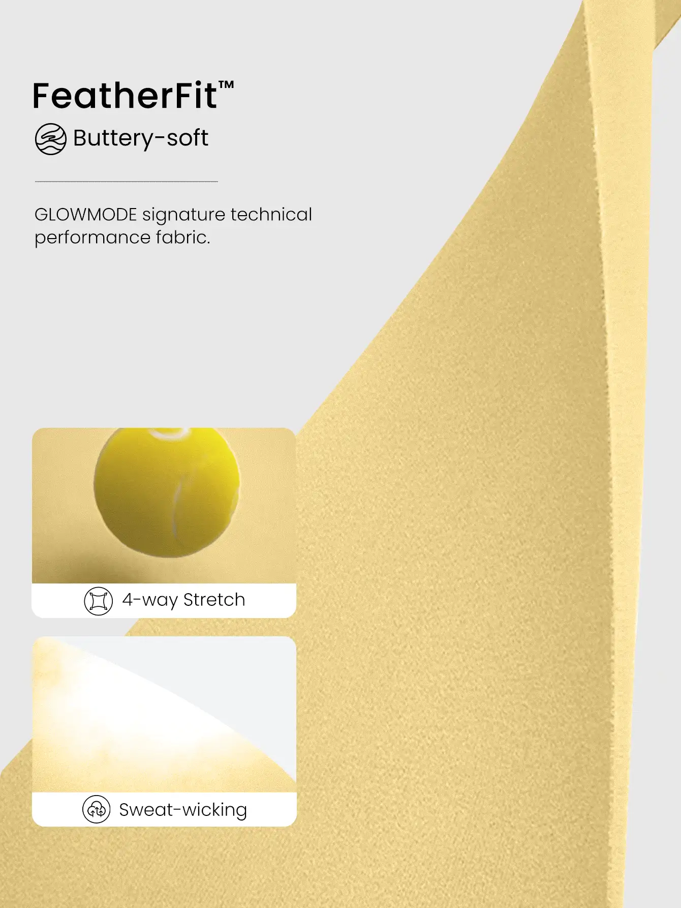 GLOWMODE 4.3英寸 FeatherFit™ 升级版丝滑柔软弹力吸汗运动骑行短裤，低冲击瑜伽普拉提芭蕾工作室日常休闲装 - French Vanilla - 查看 5