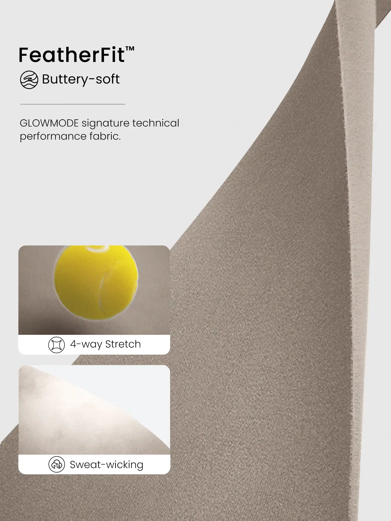 GLOWMODE FeatherFit™ U Back Cropped Active Tank Top Low Impact Yoga Daily Fall Winter - Khaki - View 5