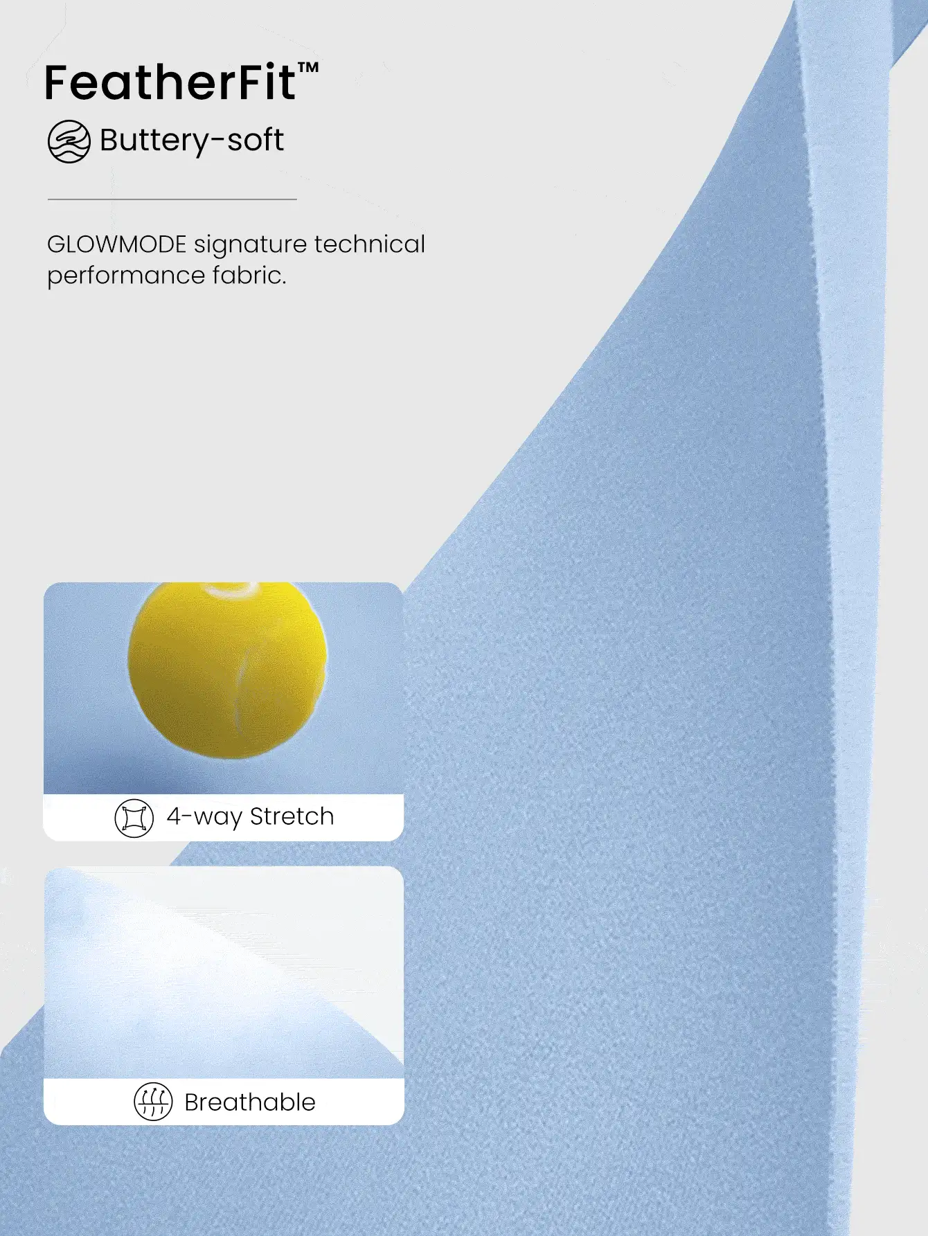 GLOWMODE FeatherFit™ Ruched Racerback Sports Bra  Spring Summer - Baby Blue - View 5