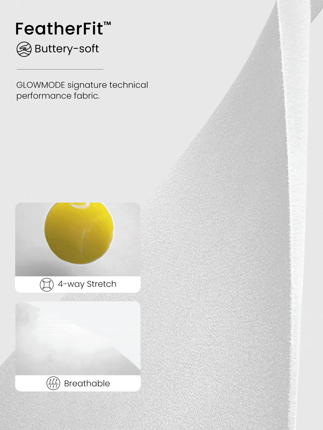 GLOWMODE 24英寸FeatherFit™ 柔软透气吸汗网眼面料不透视运动紧身裤，低冲击瑜伽普拉提芭蕾工作室日常休闲装 - 白色 - 查看 5