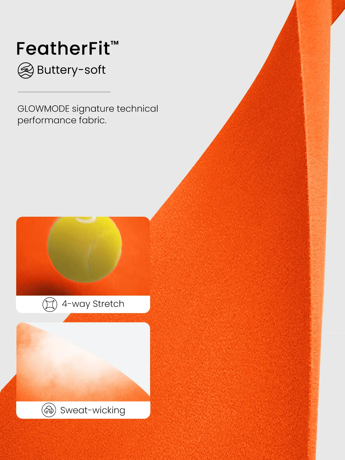 GLOWMODE FeatherFit™ Knot Stopping Co giãn mềm mịn, thấm mồ hôi, có thể tháo rời, thiết kế nút chữ V sâu, lưới tích hợp, dây đeo có thể điều chỉnh, áo ngực thể thao nâng ngực, tập yoga, pilates, barre, studio, trang phục thường ngày - Orange Ignite - Xem 5