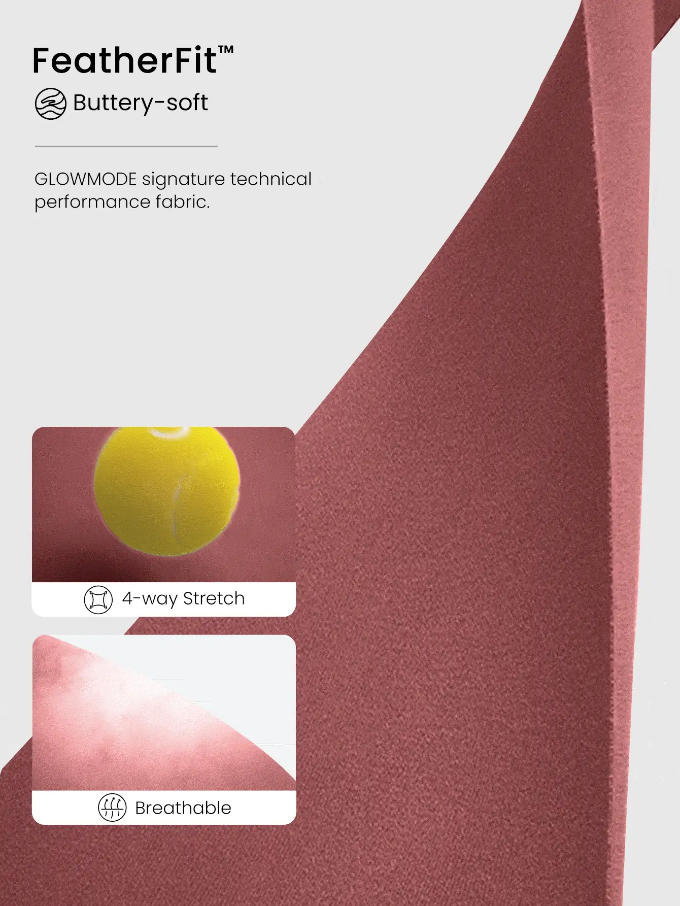 GLOWMODE 24英寸 FeatherFit™ 低冲击七分紧身裤，秋冬季 - 西瓜粉 - 查看 5