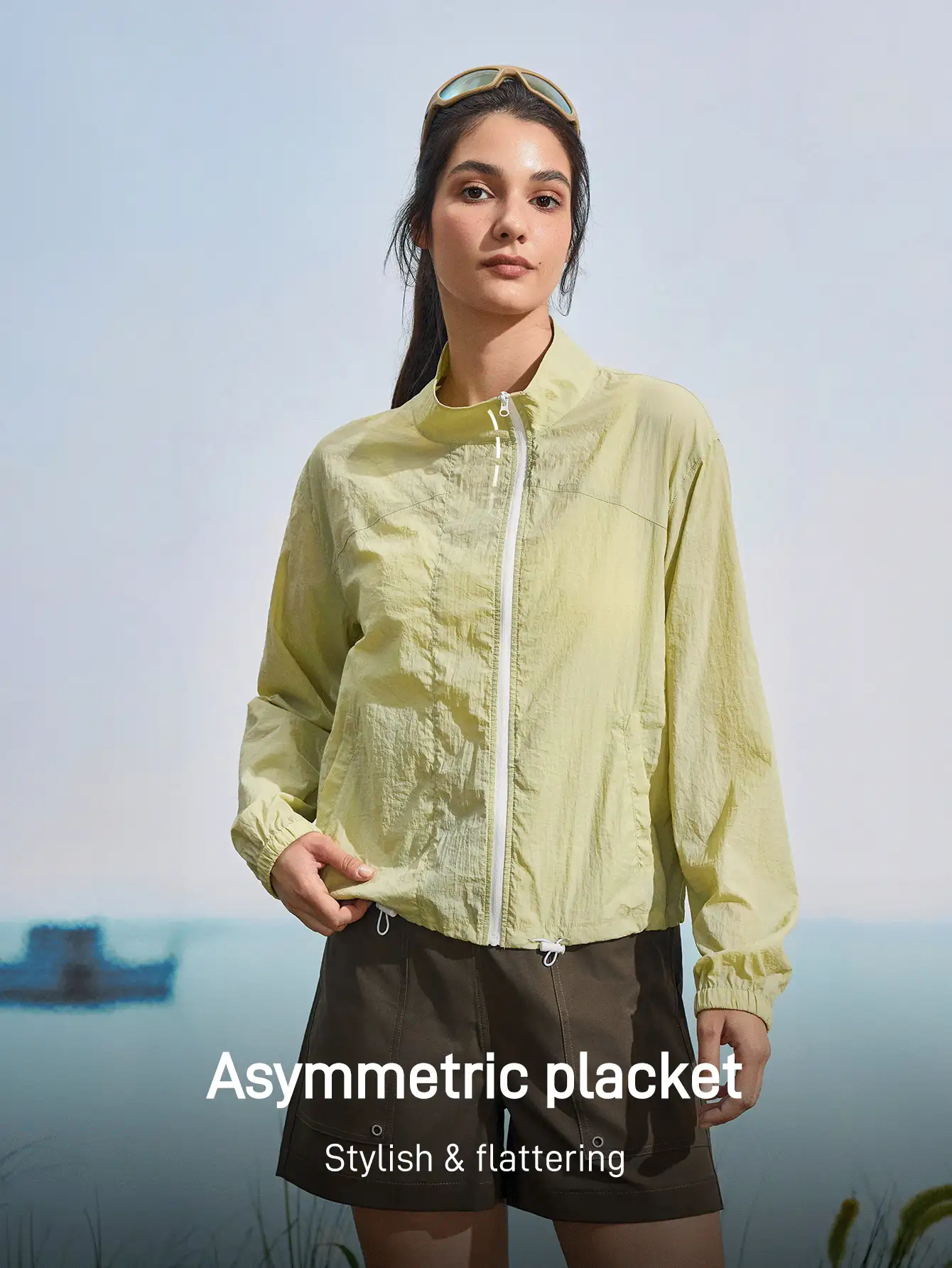 In My Nature 女士拉链开衫长袖防晒夹克 - 綠色 - 查看 3