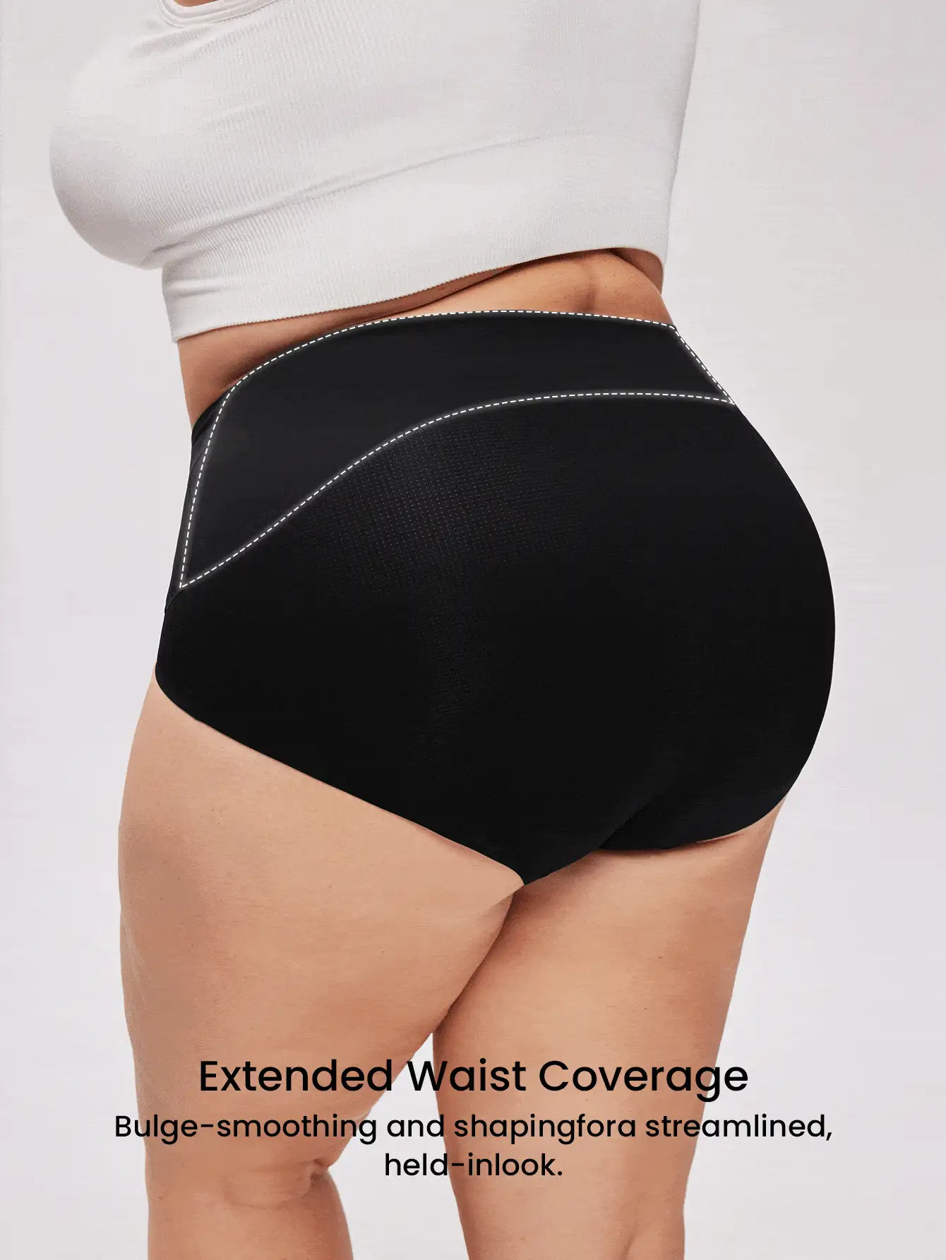 LUVLETTE Plus High-Waist Basic Briefs Waist Tummy Control Shapewear Airy Black Panty Underwear Women - Black - View 2