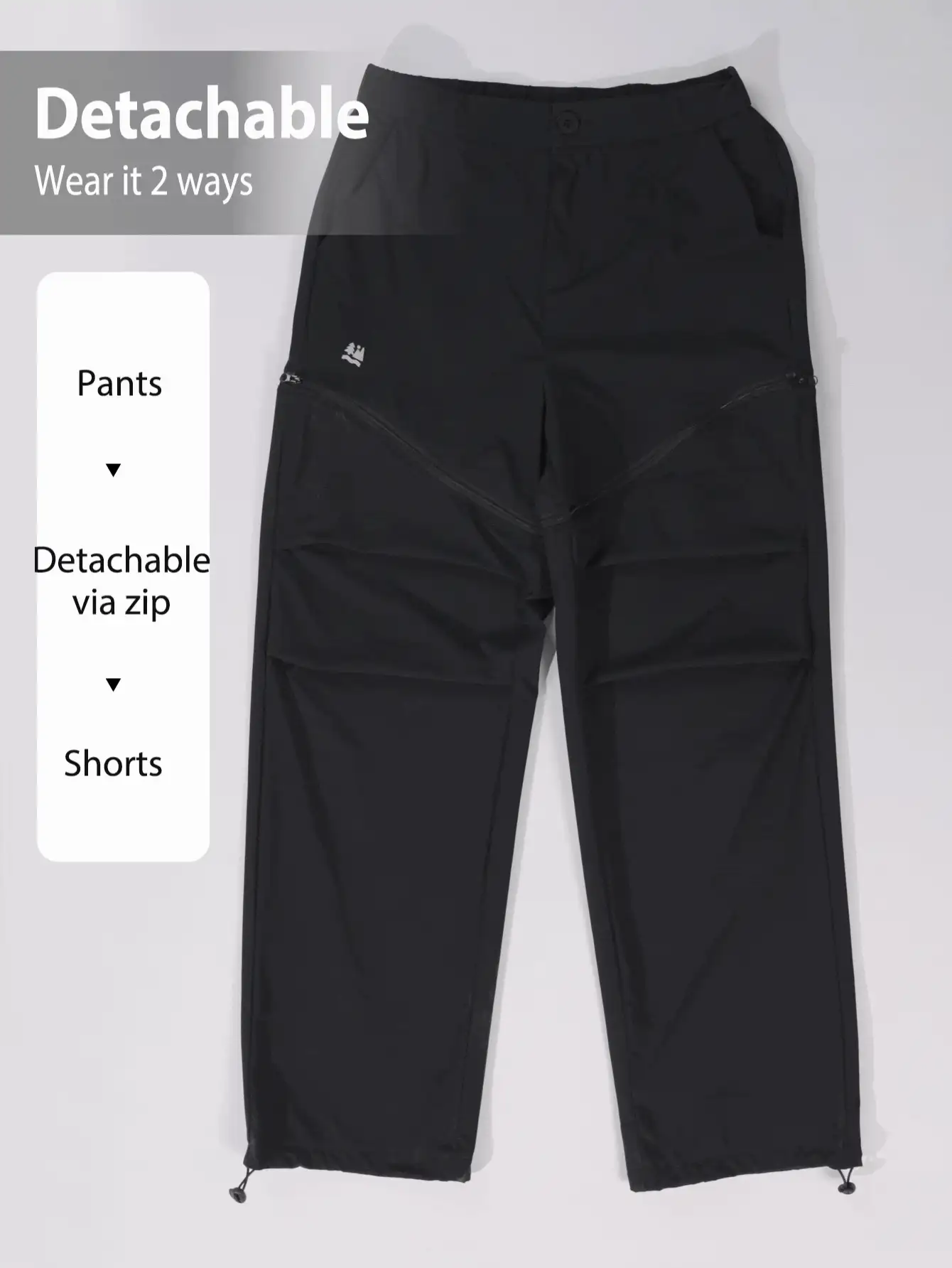 In My Nature Pantalones de senderismo rectos con pliegues de unicolor para mujeres - Negro - Ver 2
