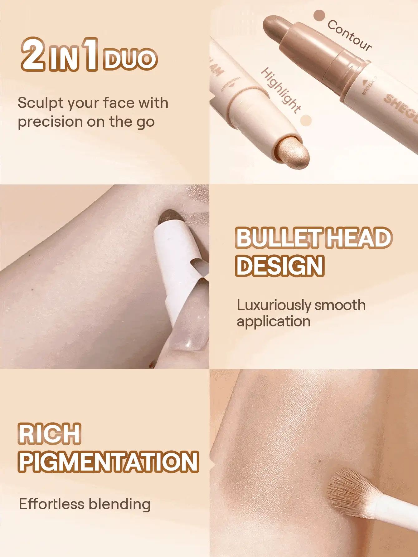 SHEGLAM 2-In-1 Contour & Highlight Stick-Maple Syrup Brand Beauty Makeup Face Paint Cosmetic For Women Girls Perfect For Fall Winter Ideal For Y2K Fancy Fashion Suitable For Birthday Christmas Present Party Ready Best Color