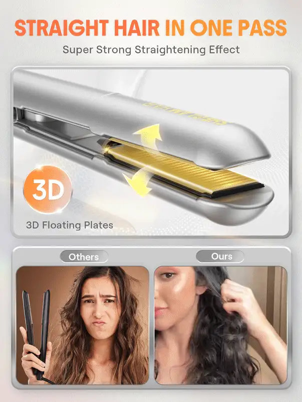 SHEGLAM HAIR 時尚別緻的 Insta-Heat 直髮造型器,二合一直發和捲髮,負離子直發器,10 分鐘快速拉直,智能記憶設置,5 種溫度設置,100-240V 通用電壓,適合全球旅行 - 美國插頭 生日 禮物 假期 粉紅色的 氛圍 化妝品 旅行 學校 節慶 玫瑰 展示 女孩 魅力 護髮 母親節 想要 時尚 銳舞派對 - 黃色 - 查看 2