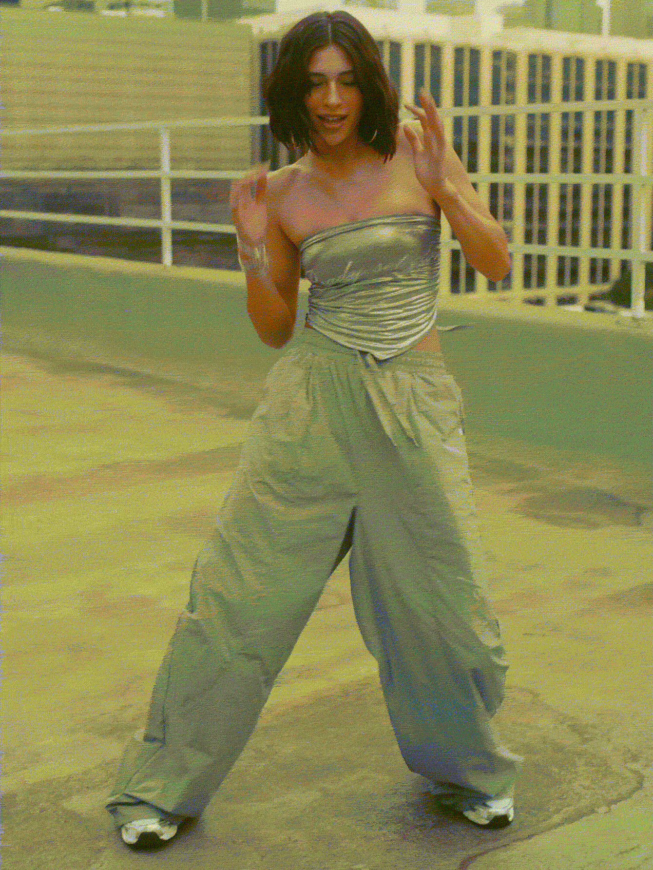 GLOWMODE Quần bó Studio Flow có túi dệt, cạp chun, có thể điều chỉnh độ mở ống quần, phản quang, rộng thùng thình, quá khổ, khiêu vũ, yoga, pilates, barre, trang phục thường ngày hàng ngày của Studio - Xám - Xem 2