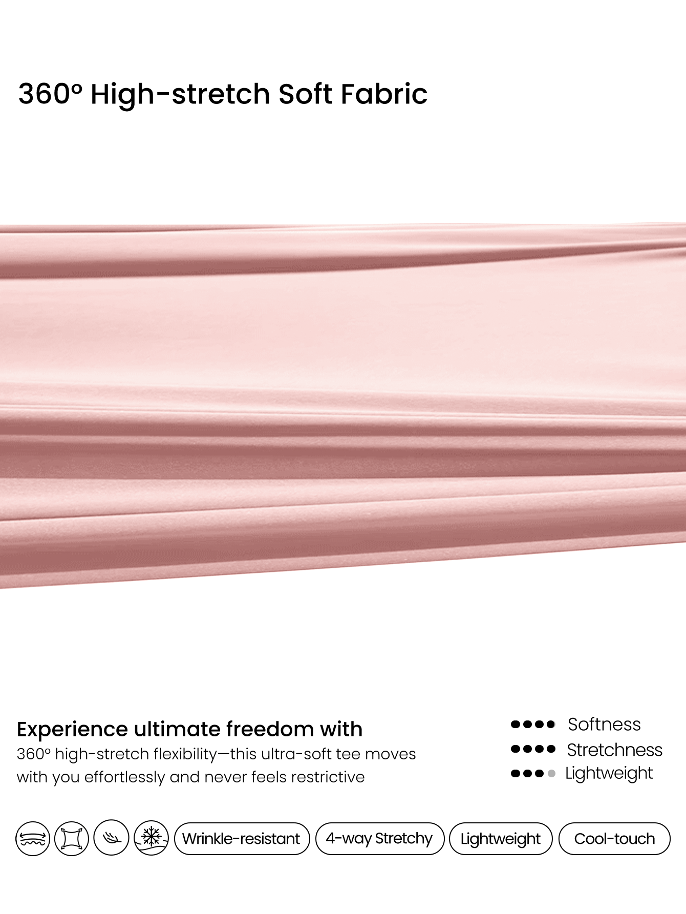 GLOWMODE Capa base de top de manga larga cuello de pico con doble capa reversible, de ajuste ceñido, ligero y elástico, para uso diario casual - Rosa Pálido - Añade 6