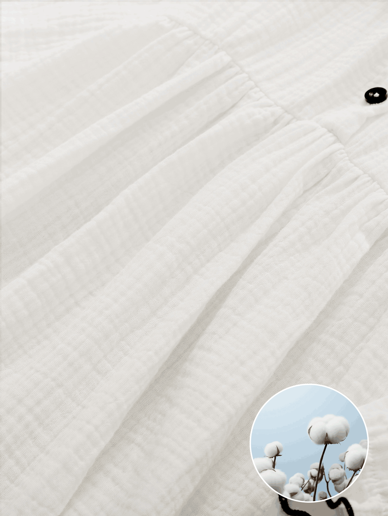 Playful Pals 年轻女孩刺绣领长袖休闲日常连衣裙，适合外出或舒适的室内穿着 - 白色 - 查看 6