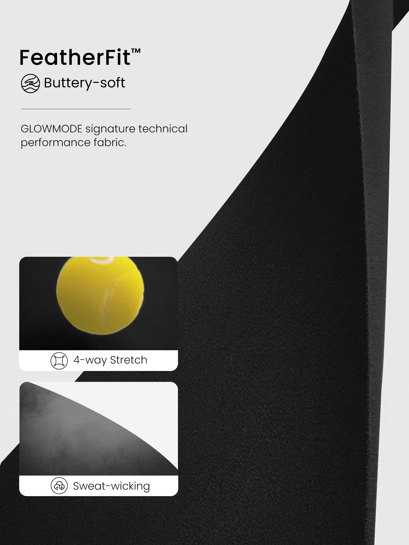 GLOWMODE FeatherFit™ 全腋下臀长方领基本款背心低冲击瑜伽普拉提工作室日常可拆卸罩杯 - 黑色 - 查看 5