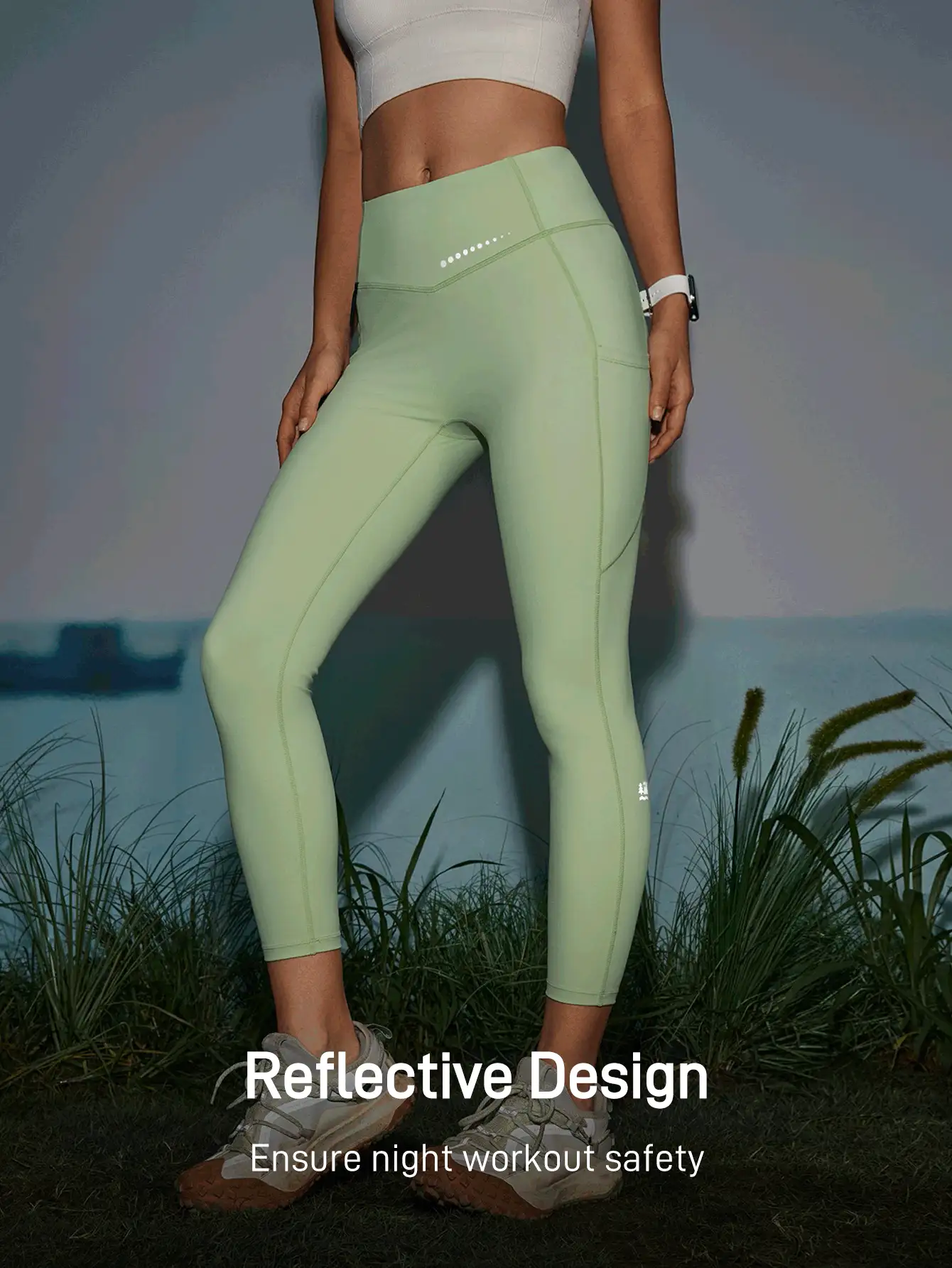 In My Nature Solid High Waist Pocket Fashion Skinny Outdoor Capri Pants - Green - View 2