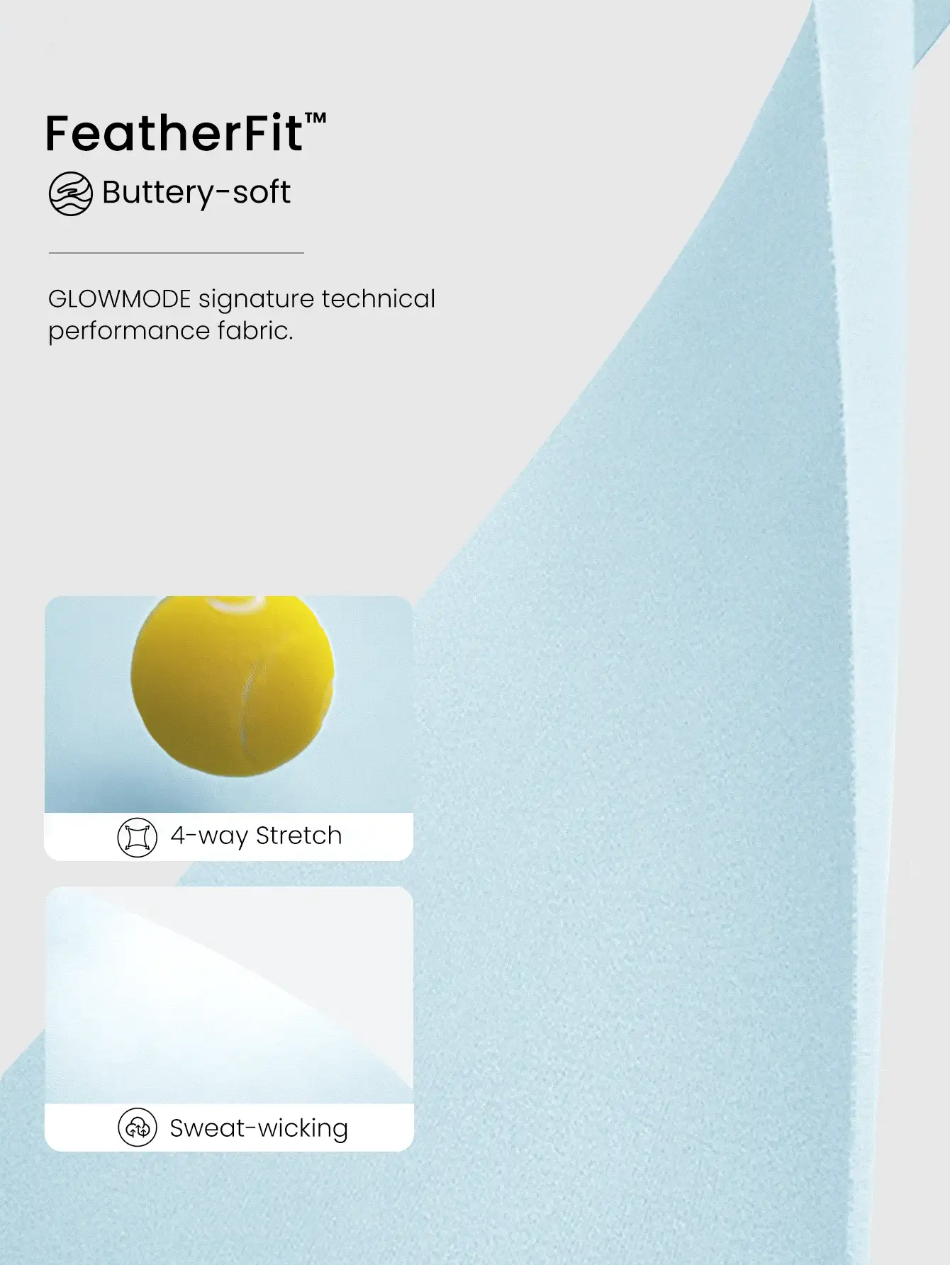 GLOWMODE FeatherFit™ 双色圆领长款运动内衣，低冲击瑜伽日常穿着 - 水藍色 - 查看 5