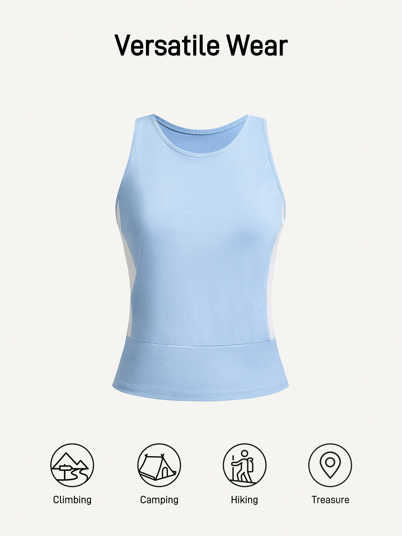 In My Nature 休闲运动撞色无袖女式户外T恤 - 藍色 - 查看 2