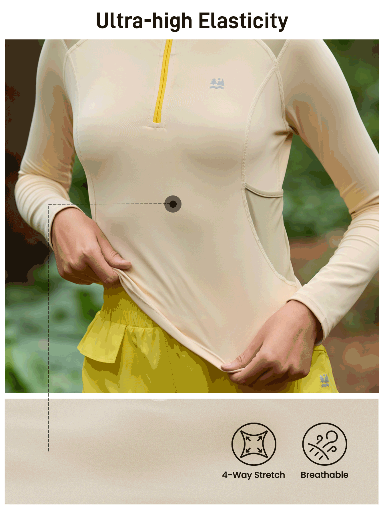 In My Nature Women Outdoor T-Shirt & Tank Top, High Stretch & Skin-Friendly For Outdoor Camping, Hiking, Sports, And City Commuting - Yellow - View 2