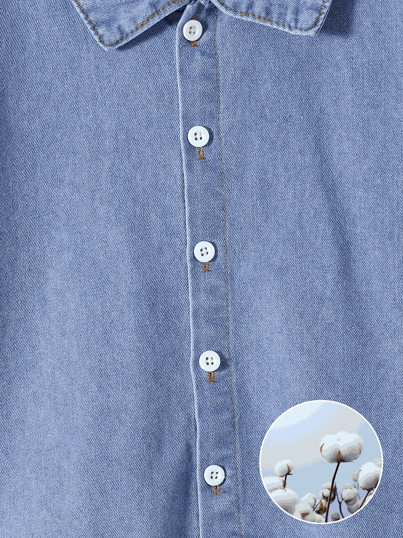 Playful Pals 2 件套小男孩幼儿休闲日常穿着牛仔领扣式短袖衬衫和短裤，适合户外玩耍或舒适的家居装，时尚套装 - 藍色 - 查看 8