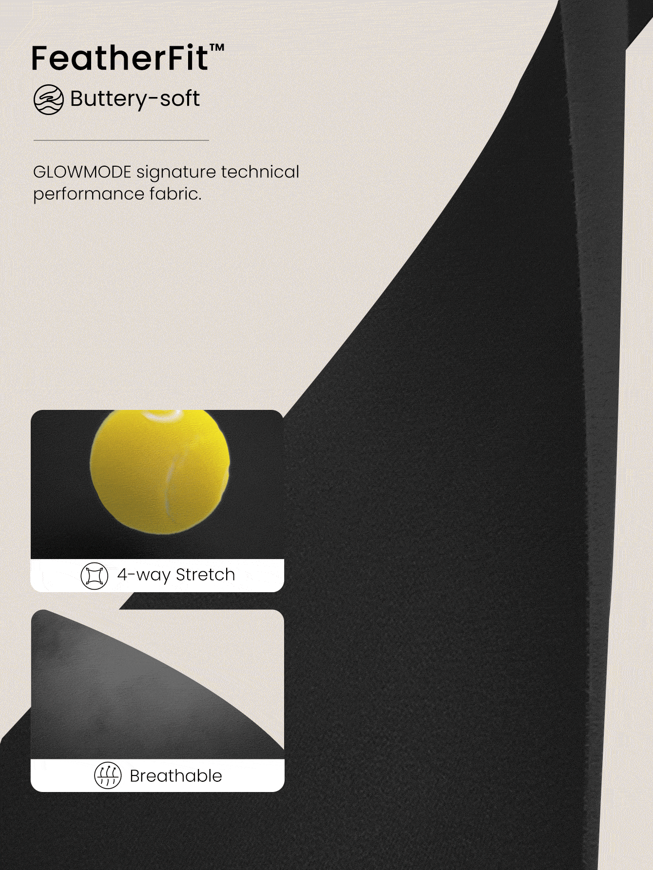 GLOWMODE FeatherFit™ Square-Neck Long Sleeve Tee - Black - View 5