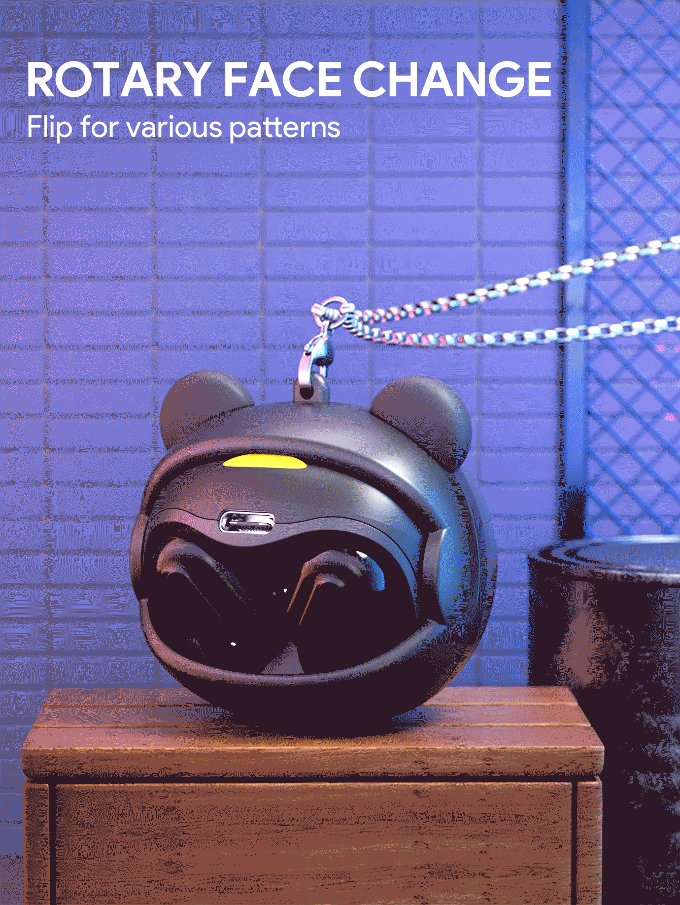 JMMO Wireless Earphones Fun With Changeable Faces Stress Relief, Sound High Quality, Smart Noise Canceling, Type-C - Black - View 3