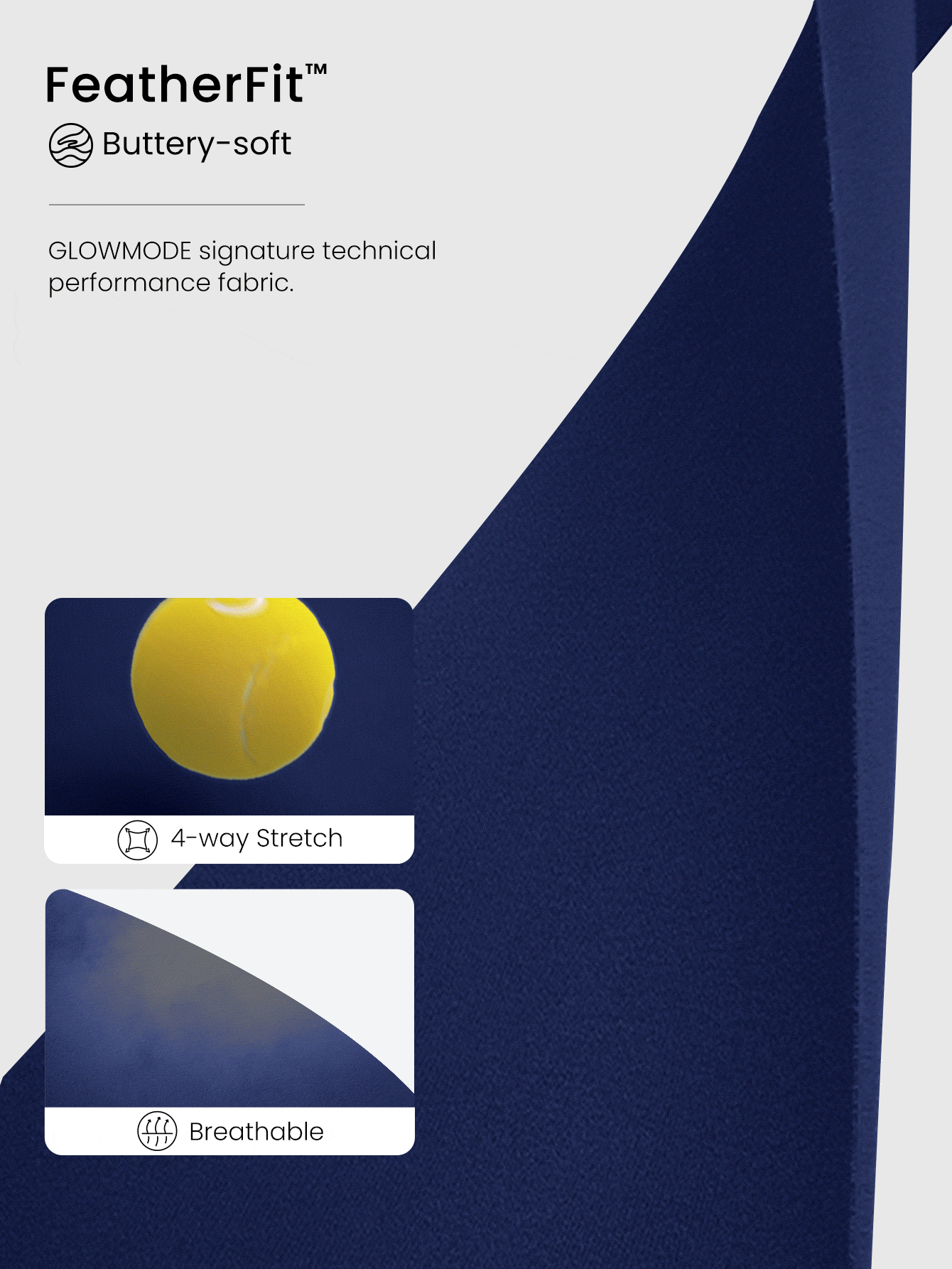 GLOWMODE FeatherFit™ 长线交叉肩带运动胸罩轻度支撑瑜伽工作室健身房日常 - Dark Blue - 查看 5