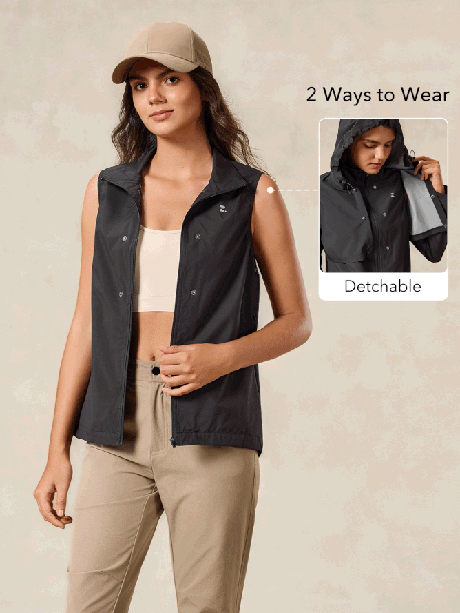 OutZeal 防水防风 3L 高科技面料二合一雨衣风衣背心城市骑行户外夹克 - 黑色 - 查看 2