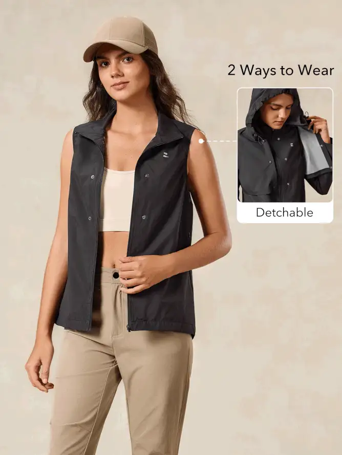 OutZeal 防水防风 3L 高科技面料二合一雨衣风衣背心城市骑行户外夹克 - 黑色 - 查看 2