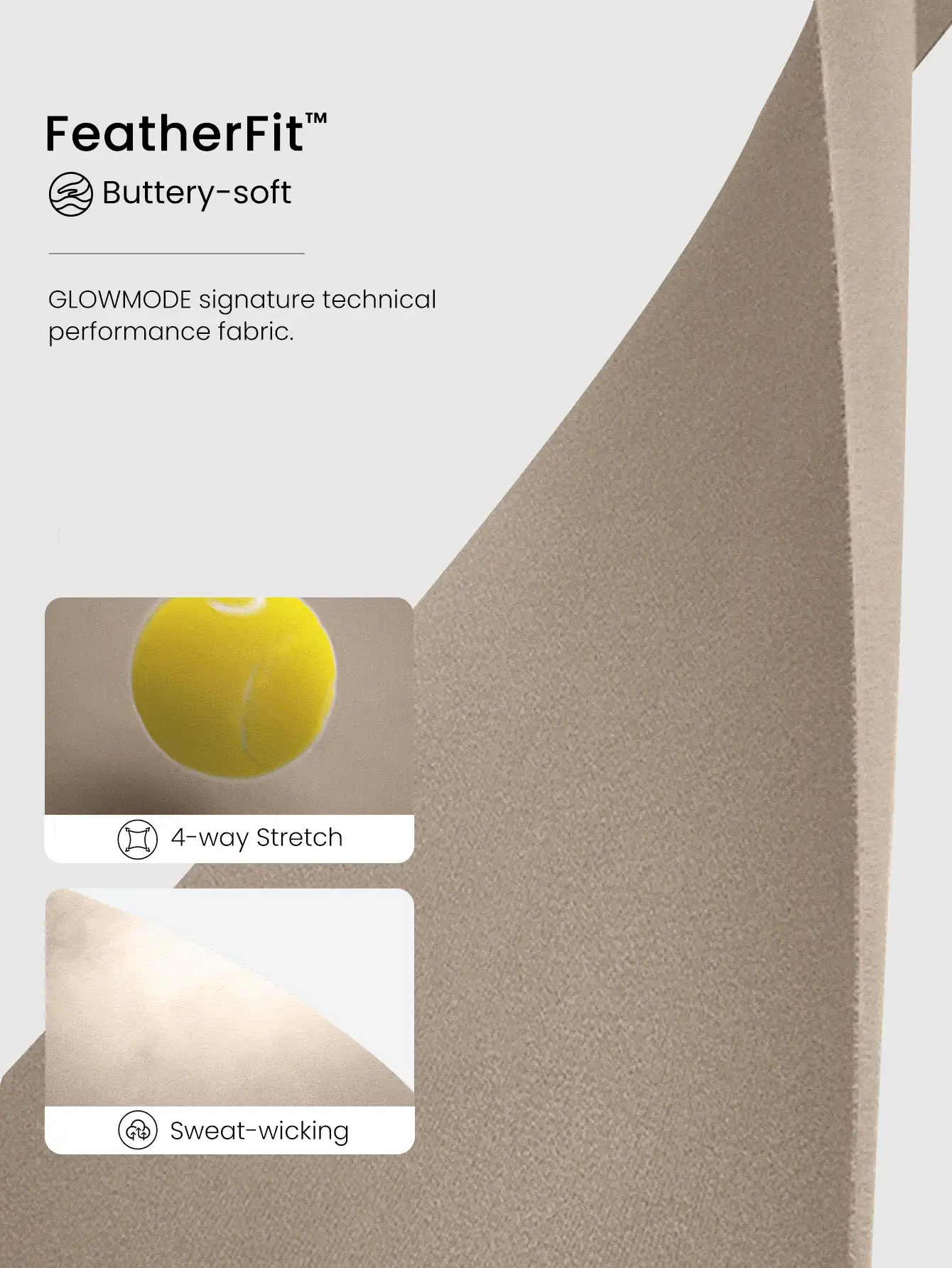 GLOWMODE X Harry Potter FeatherFit™ 柔软弹力吸汗提胸接缝短款可拆卸罩杯工字背心低冲击瑜伽普拉提工作室健身房日常运动服 - 卡其色 - 查看 4