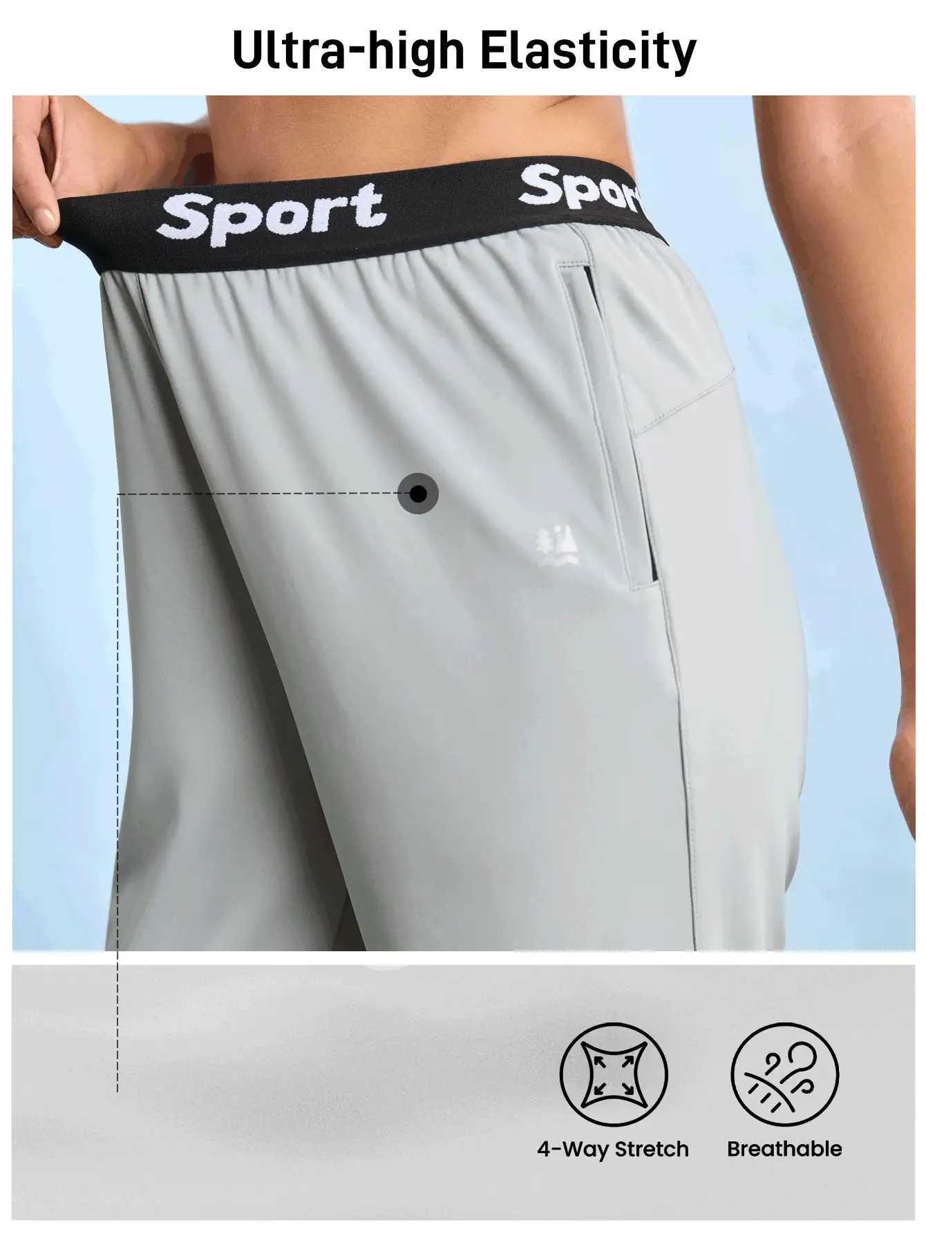 In My Nature Nature Hike 高弹力透气网眼拼接裤，带拉链开合，户外运动休闲裤 - 灰色 - 查看 3