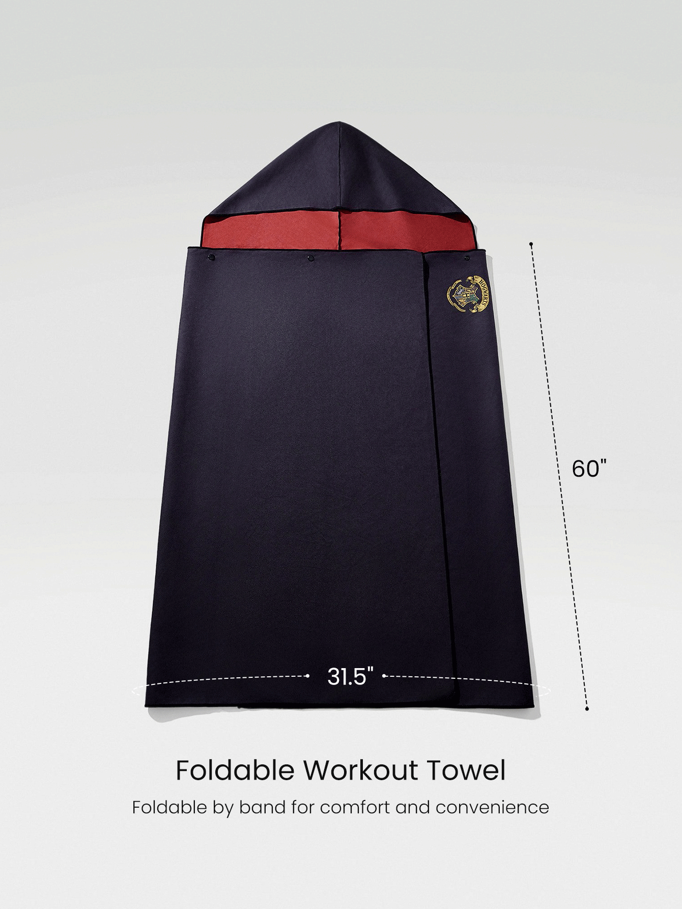 GLOWMODE X Harry Potter Sweat-Wicking Quick-Dry Foldable Hooded Bath Towel Gym Studio Training Daily Active - Black - View 3