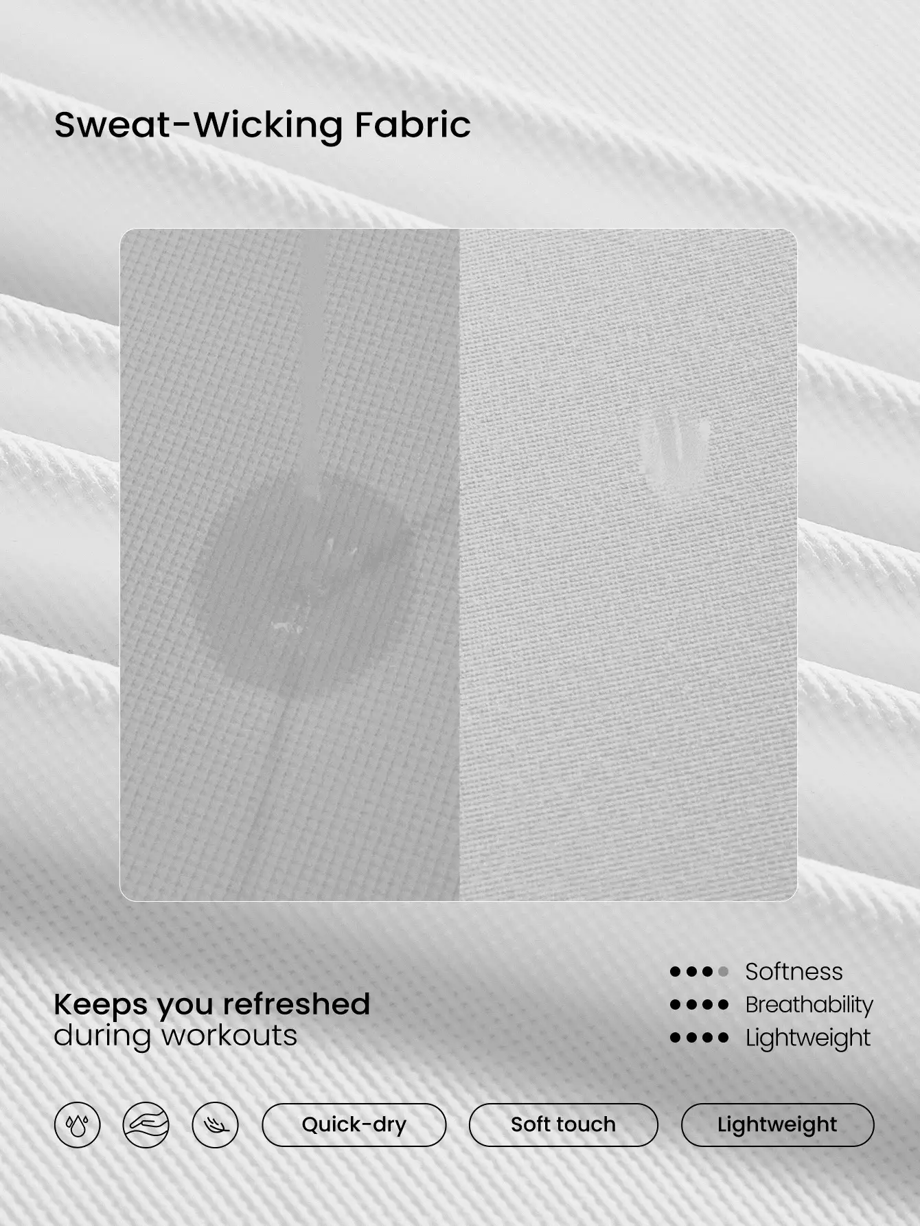 GLOWMODE Tough Sport Sweat-Wicking Quick-Dry Jacquard Mesh Back Elastic Band Two-Tone Top High-Impact Running Jogging Training Gym Studio Daily Active Wear - White - View 3