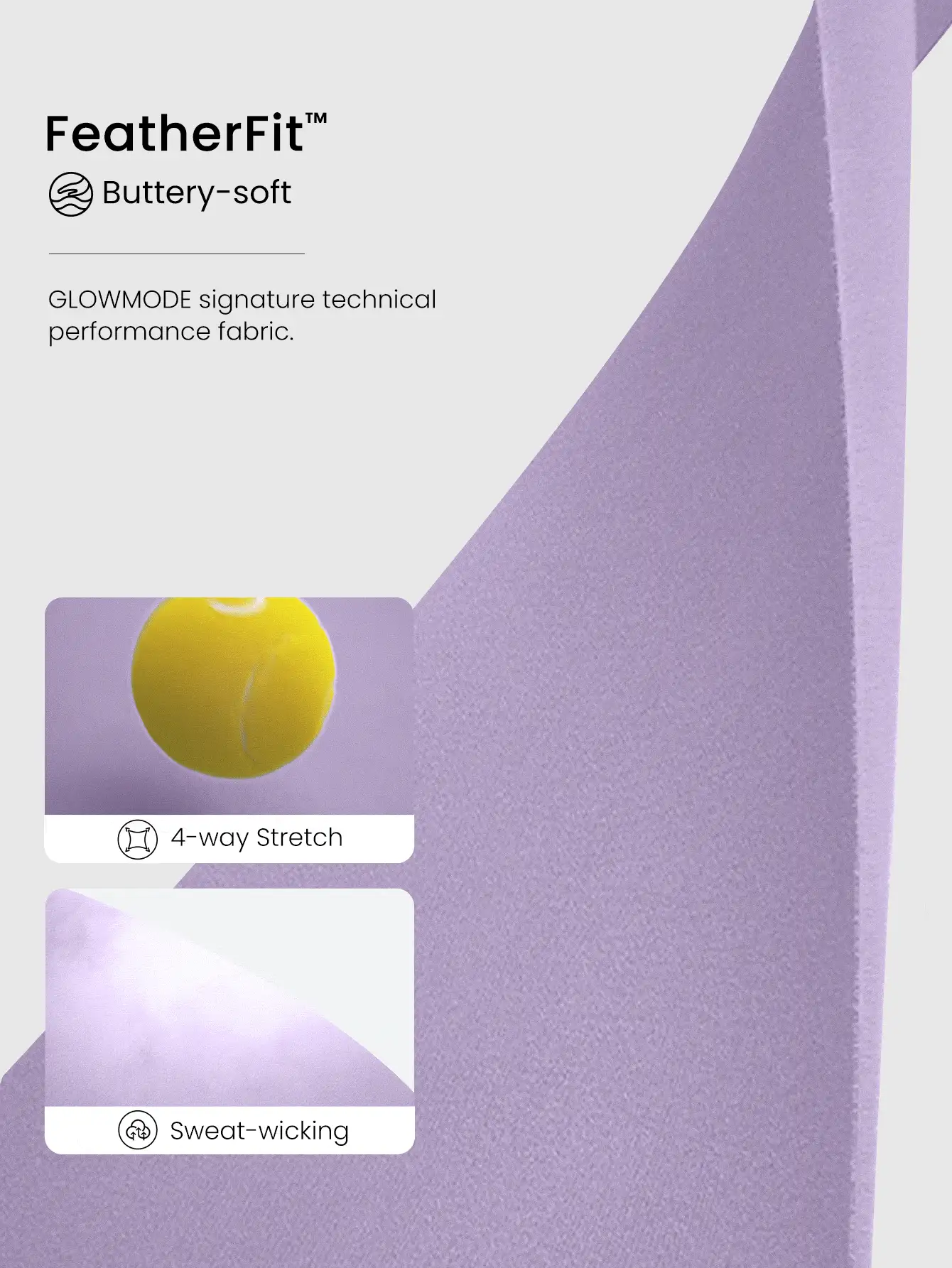 GLOWMODE Quần legging FeatherFit™ 26 inch kẻ sọc, cạp chun, thích hợp cho yoga cường độ thấp và sử dụng hàng ngày. - Màu Lilac Tím - Xem 4