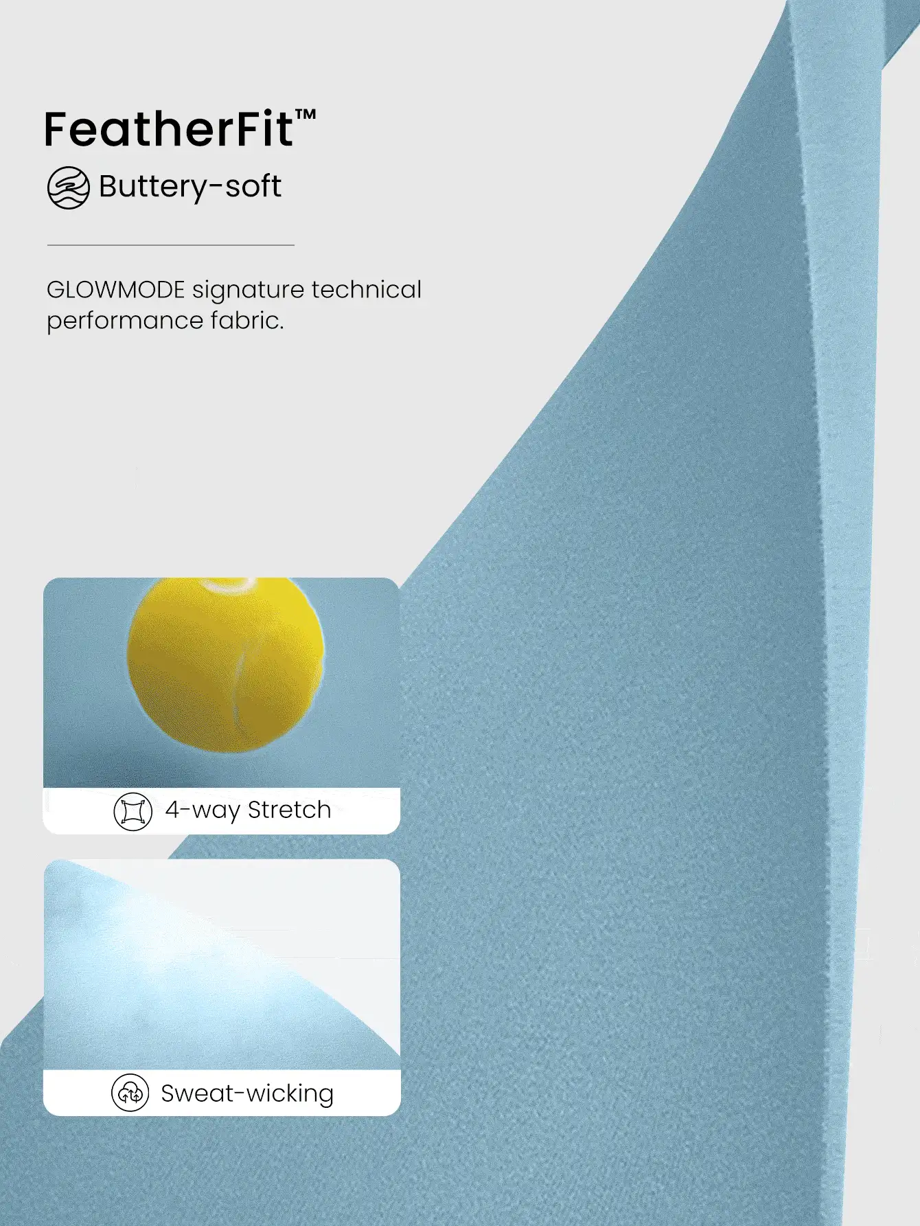 GLOWMODE FeatherFit™ U 领 U 背短款运动文胸背心低冲击瑜伽日常可拆卸罩杯 - 水藍色 - 查看 5