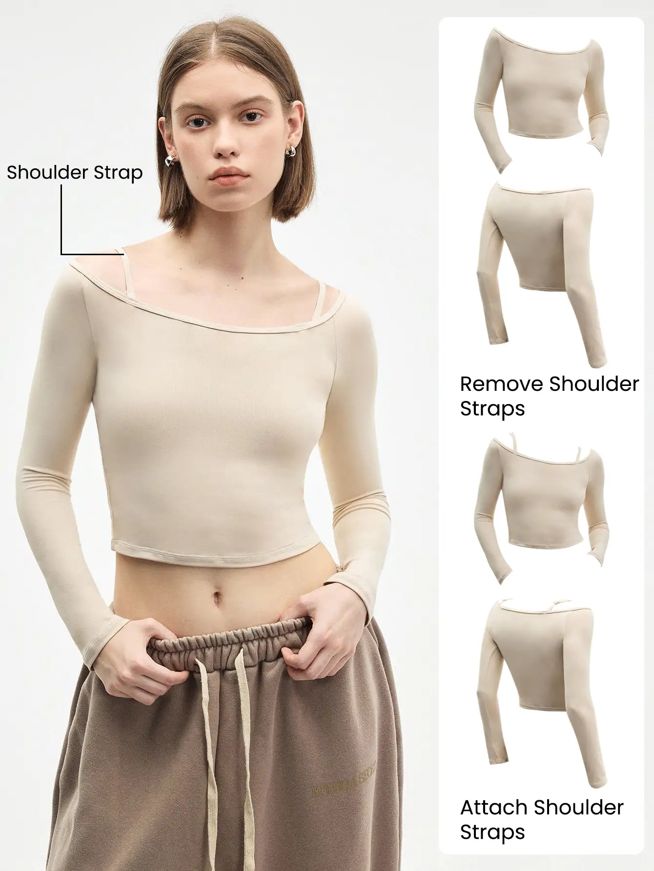 Easify SHEIN Sport Premium Damen 3-teiliges Set aus Langarm Crop Top und Crop Camisole Top für Sport