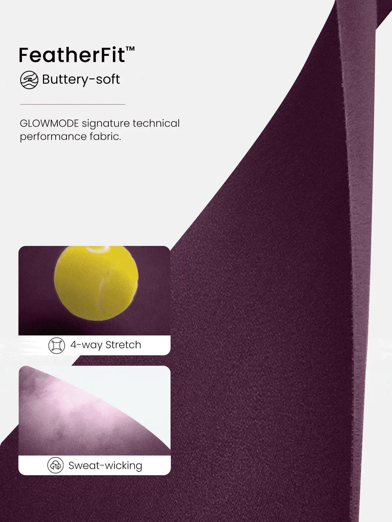 GLOWMODE 28英寸FeatherFit™加大码小码高腰喇叭紧身裤，低冲击瑜伽日常穿着 - Bold Plum - 查看 4