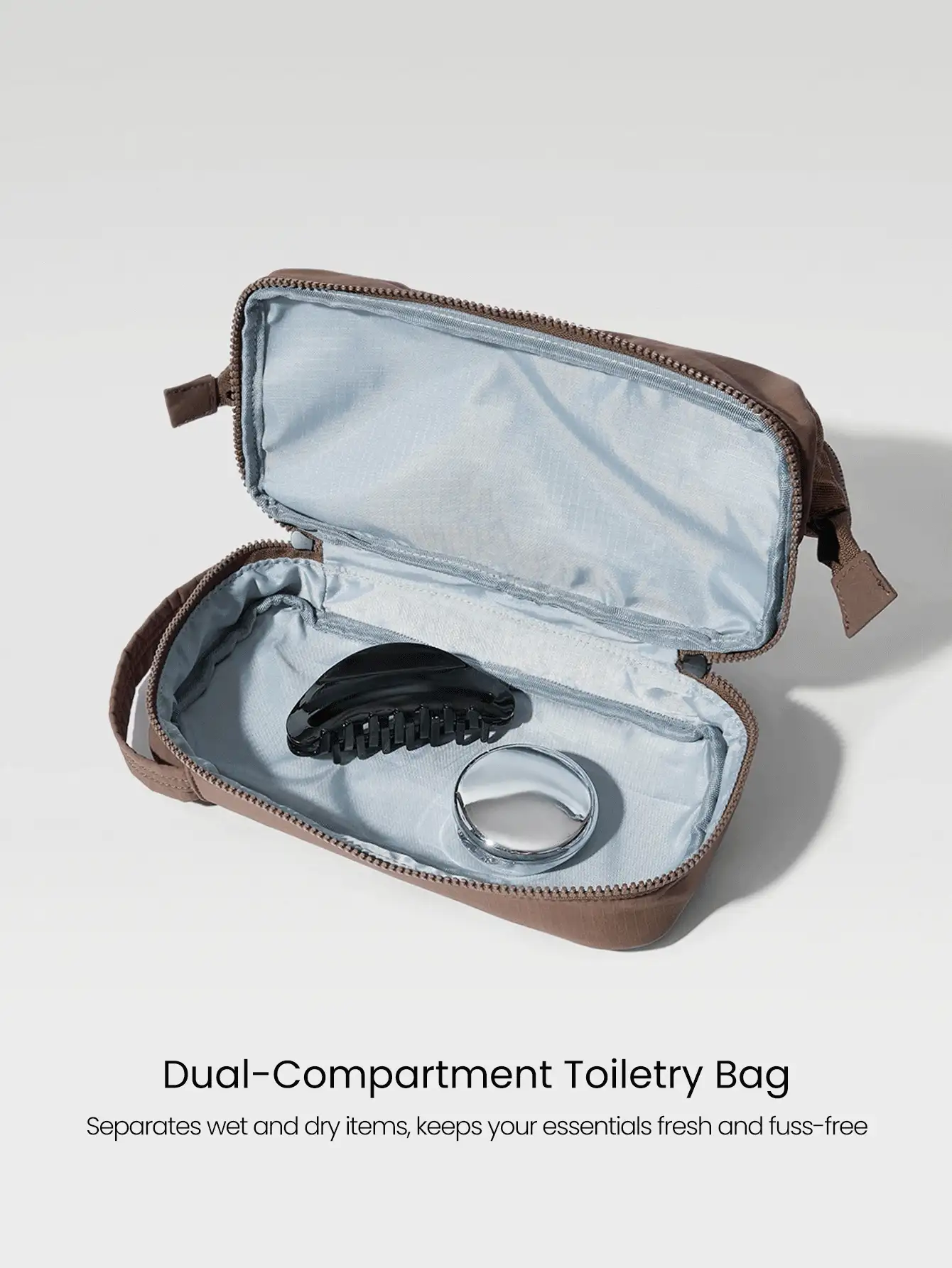 GLOWMODE 5L Glow The Distance Water-Repellent Zipper Closure Dual-Compartment Storage Logo Toiletry Bag Gym Travel Daily Casual  Spring Summer - Brown - View 2