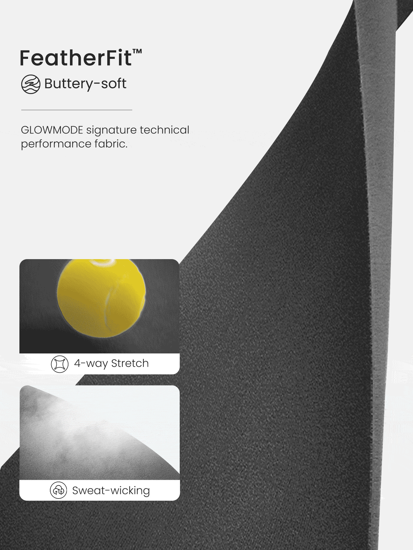 GLOWMODE 26英寸FeatherFit™ 保持经典无缝高腰粘合舒适后袋紧身裤低冲击瑜伽工作室日常穿着 - 黑色 - 查看 6