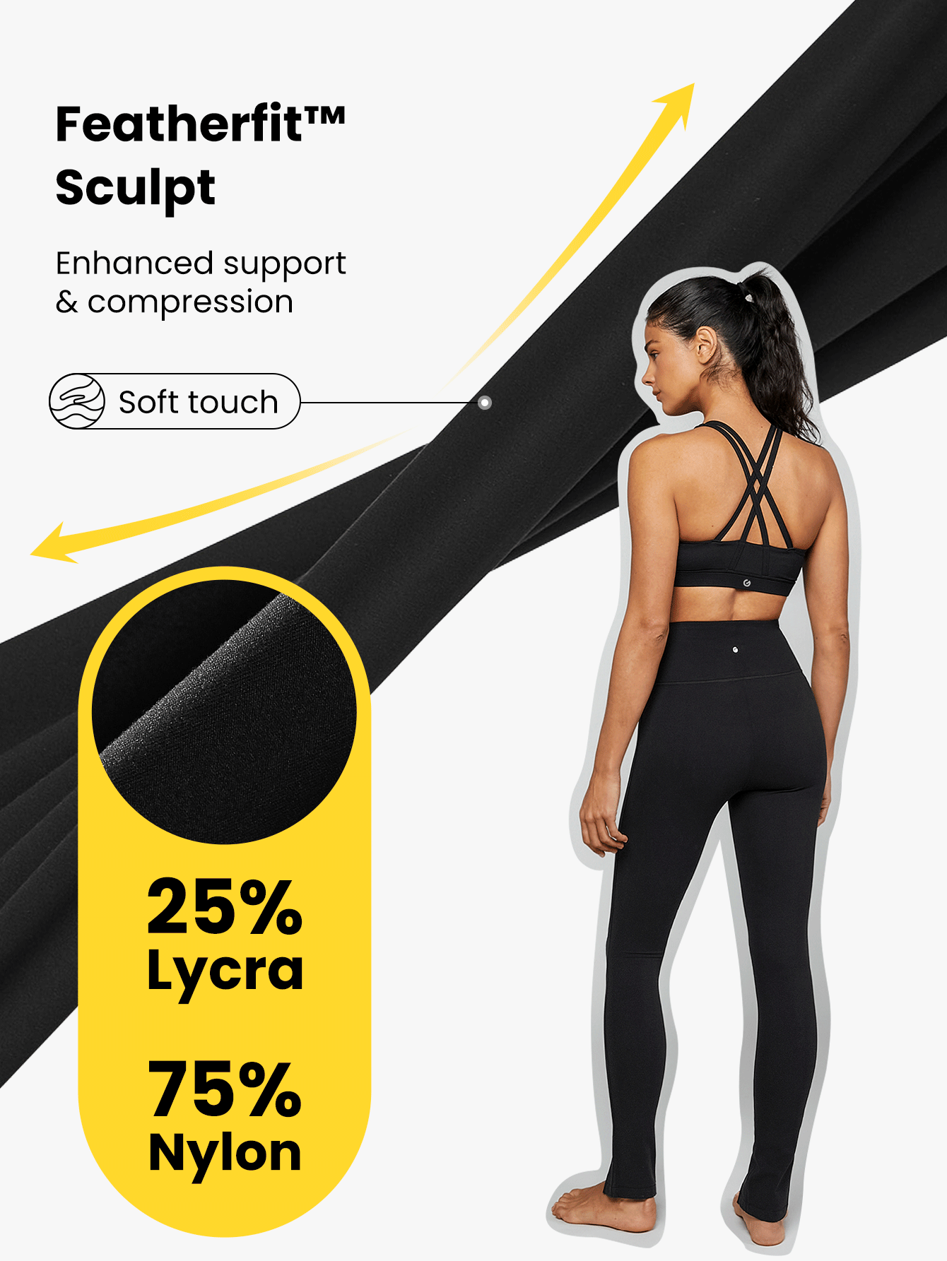 GLOWMODE 31" FeatherFit™-Sculpt Tummy Control Front Slit Leggings - Black - View 4