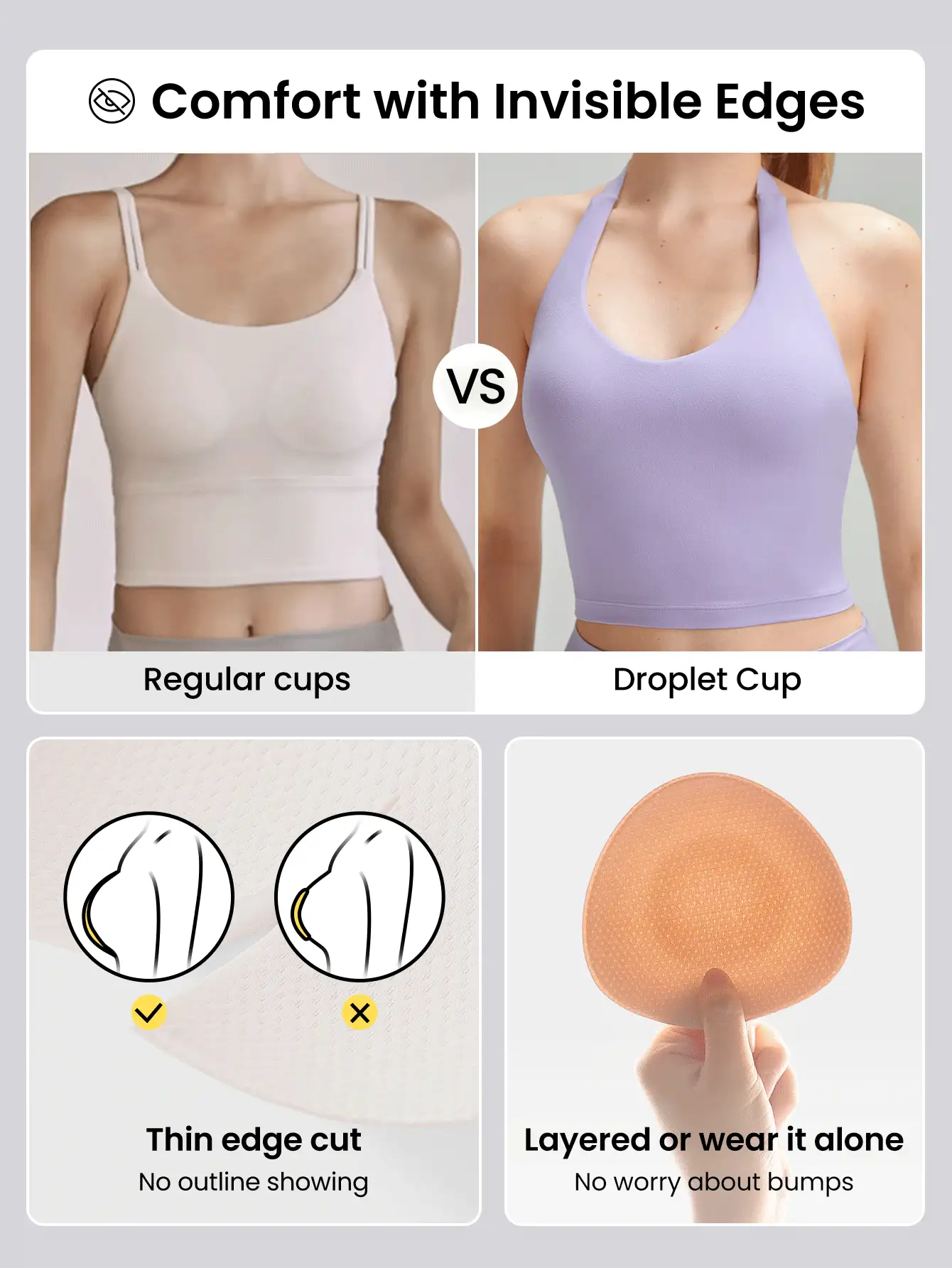 GLOWMODE FeatherFit™ Double Time Adjustable Halter Sports Bra Tank Top Light Support Low Impact Yoga Daily - Lavender Haze - View 8