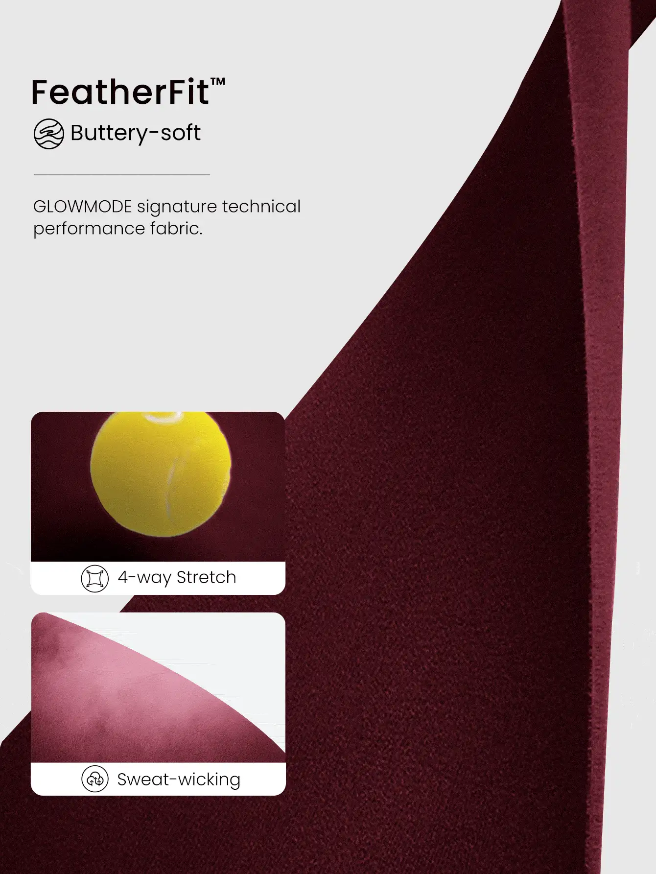 GLOWMODE 35英寸 FeatherFit™ Go Groove 超长喇叭紧身裤 低冲击瑜伽普拉提工作室日常休闲装 - 酒紅色 - 查看 4