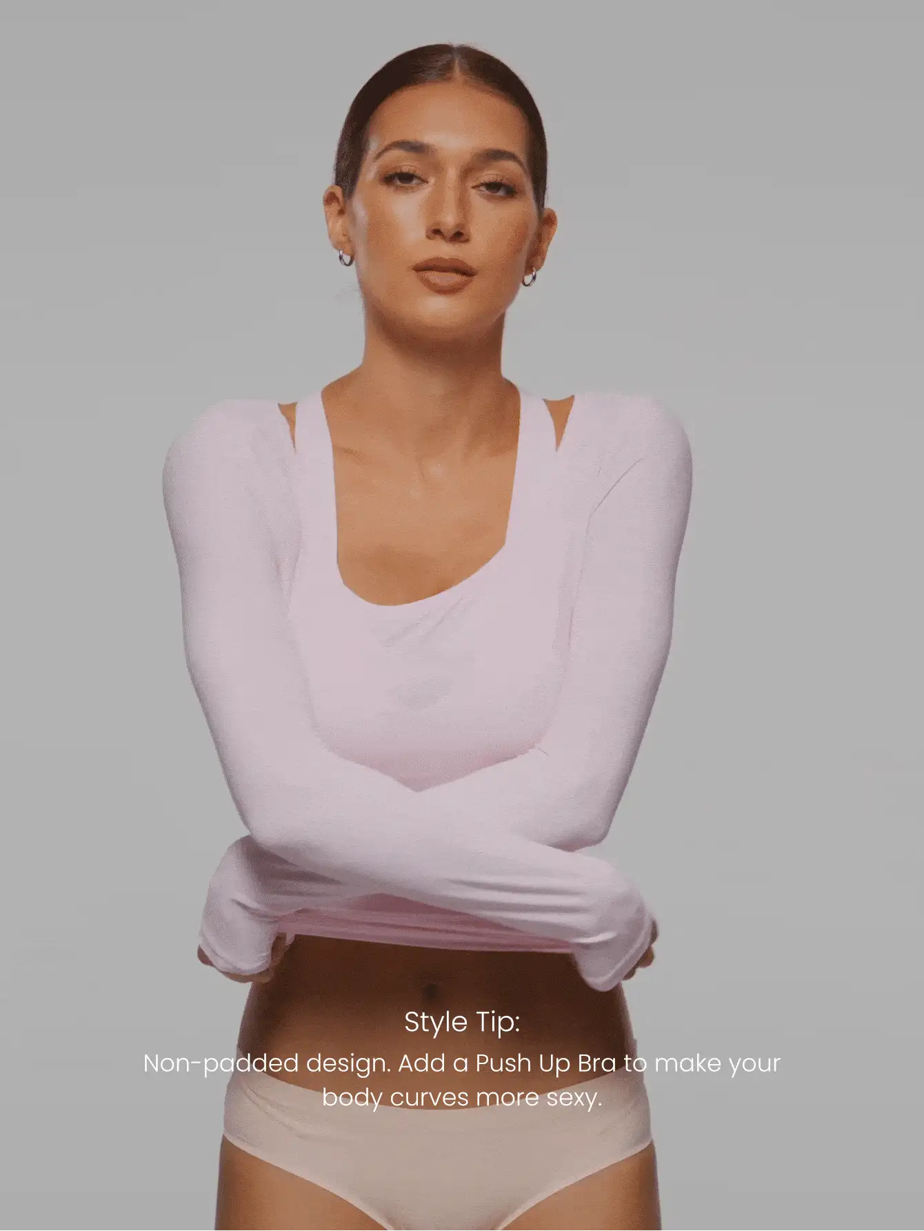 GLOWMODE Flow & Glow Soft Stretchy Lightweight Slim Fit Double Layer Reversible Scoop Neck Long Sleeve Top Base Layer Daily Casual Wear - Baby Pink - View 7