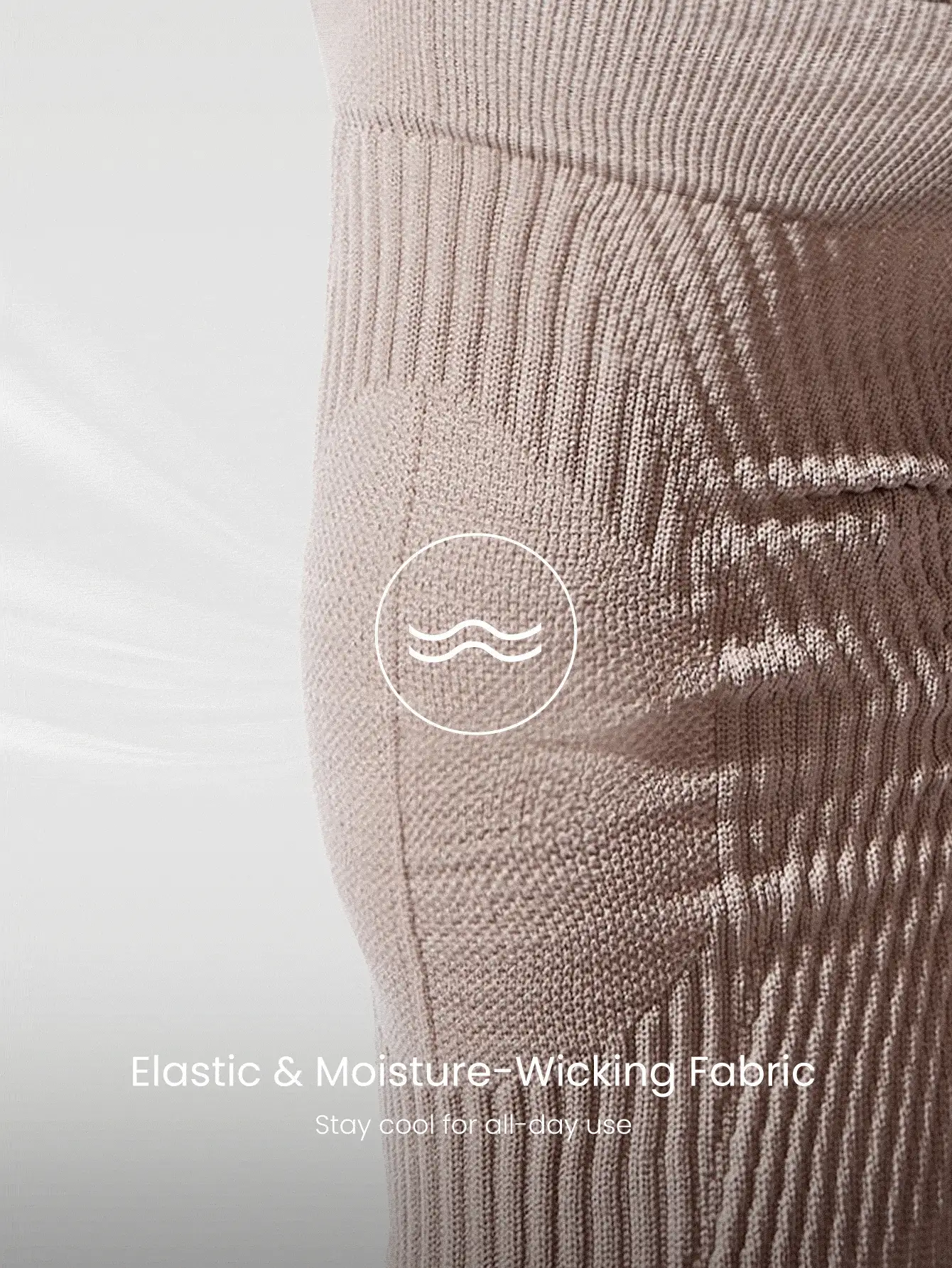 GLOWMODE Sweat-Wicking Compressed Knee Sleeve Fall Winter - Khaki - View 4