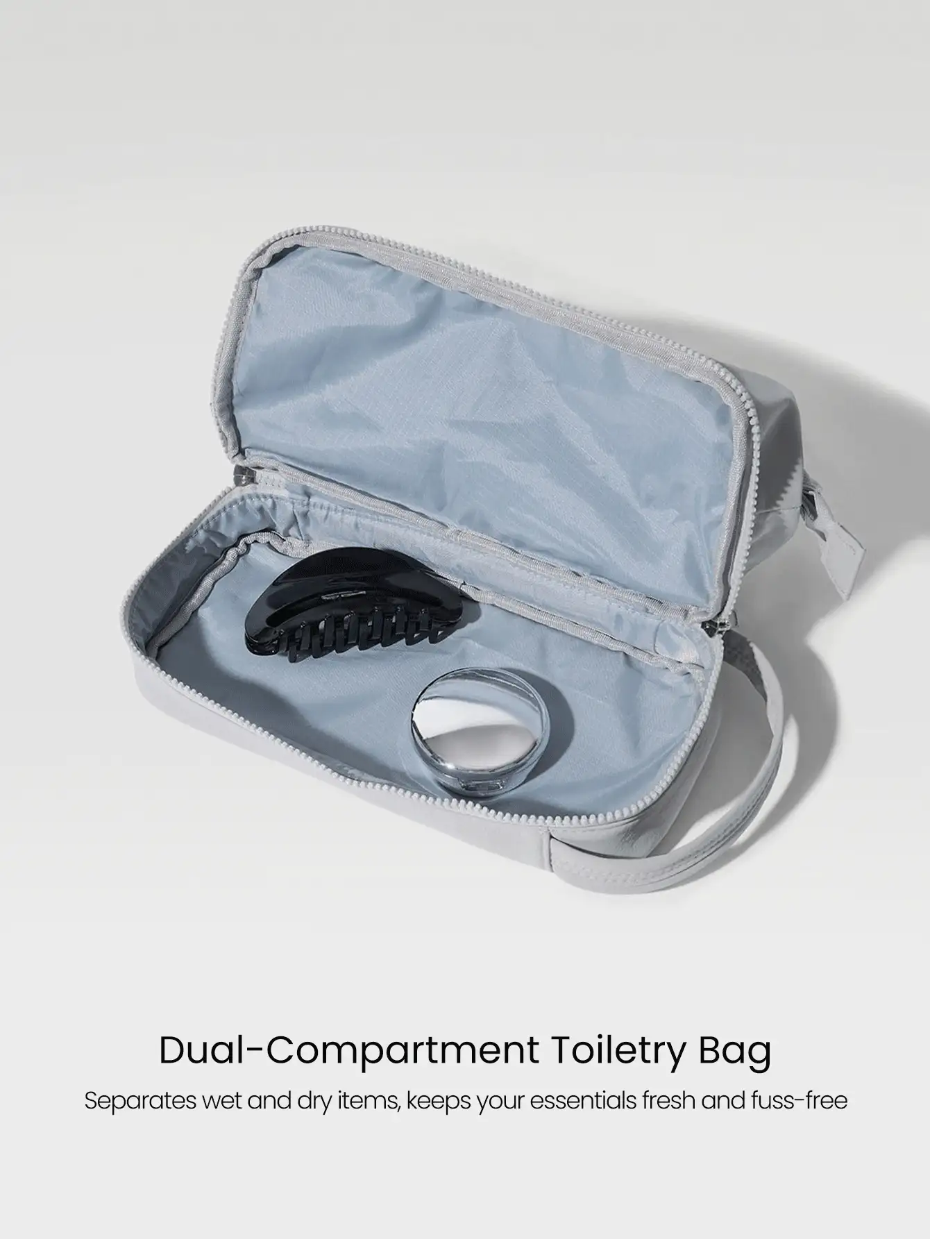 GLOWMODE Túi đựng đồ vệ sinh cá nhân Glow The Distance 5L chống thấm nước, khóa kéo, hai ngăn, có logo, tiện dụng khi tập thể dục, du lịch, thường ngày - Màu Xám nhạt - Xem 2